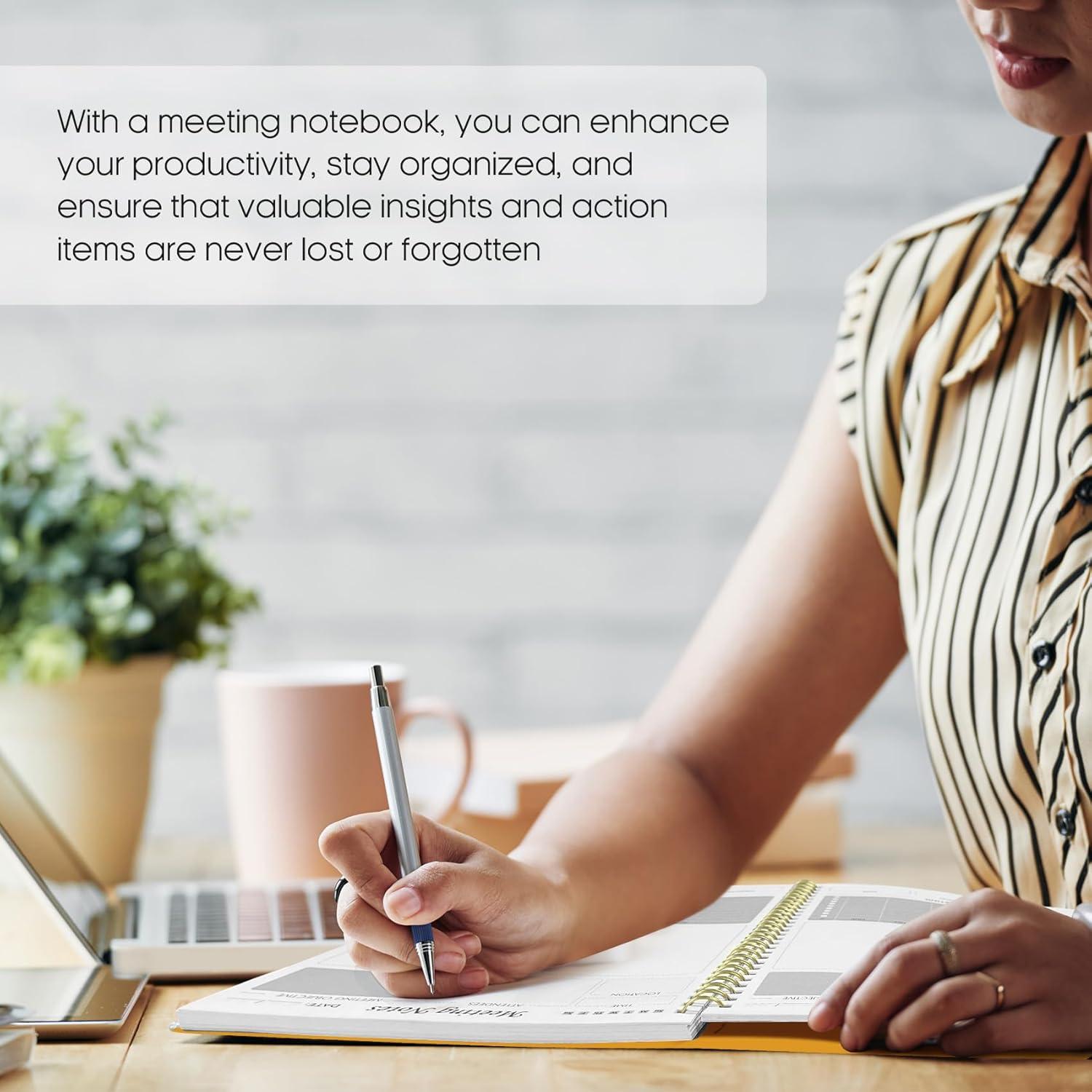 image:imageMeeting Notebook for Work Organization Work Planner Notebook with Action Items Agenda Planner for Note Taking 160 Pages 69 X 99 Project Organizer for Men amp Women PinkhYellow