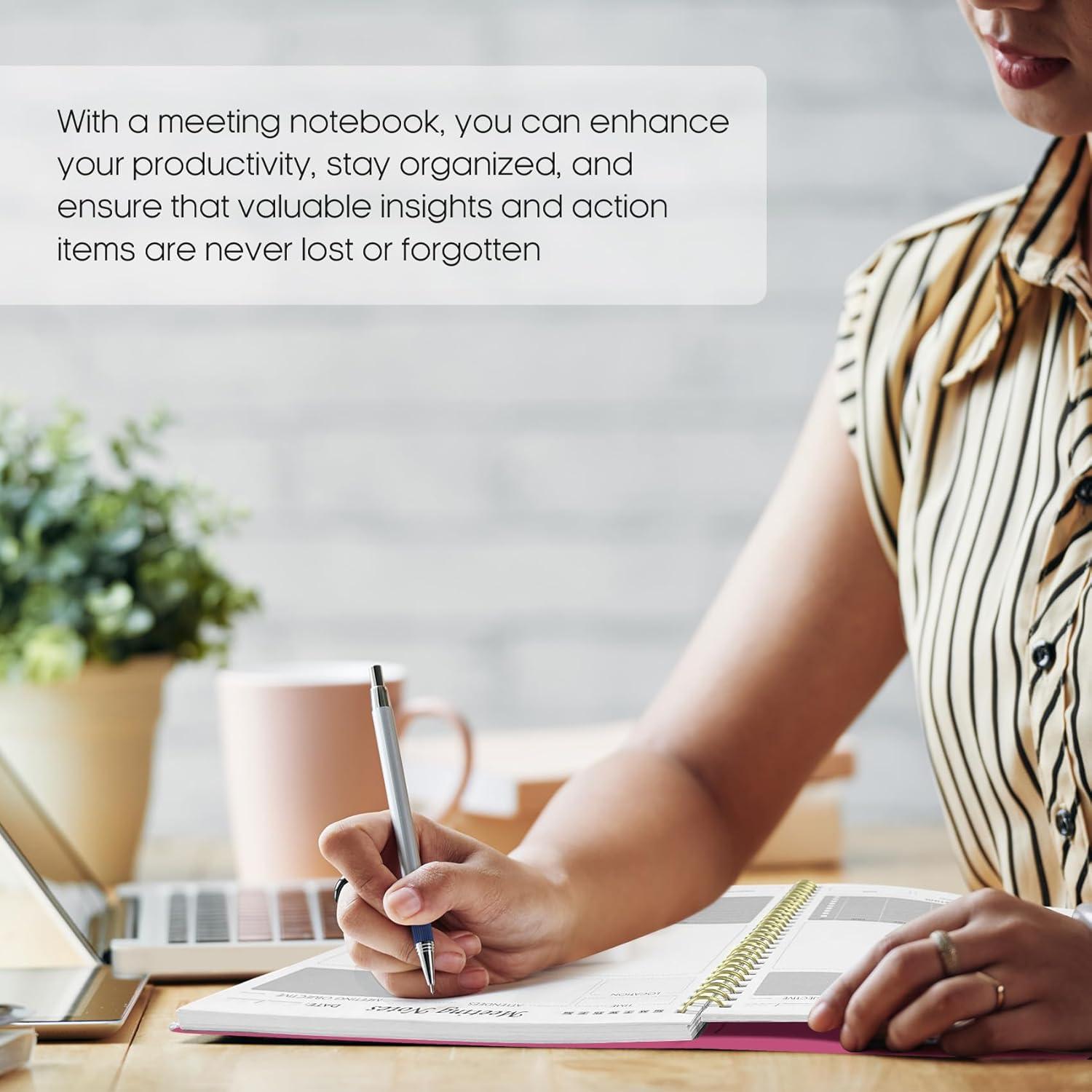 image:imageMeeting Notebook for Work Organization Work Planner Notebook with Action Items Agenda Planner for Note Taking 160 Pages 69 X 99 Project Organizer for Men amp Women Pinki Berry Pink