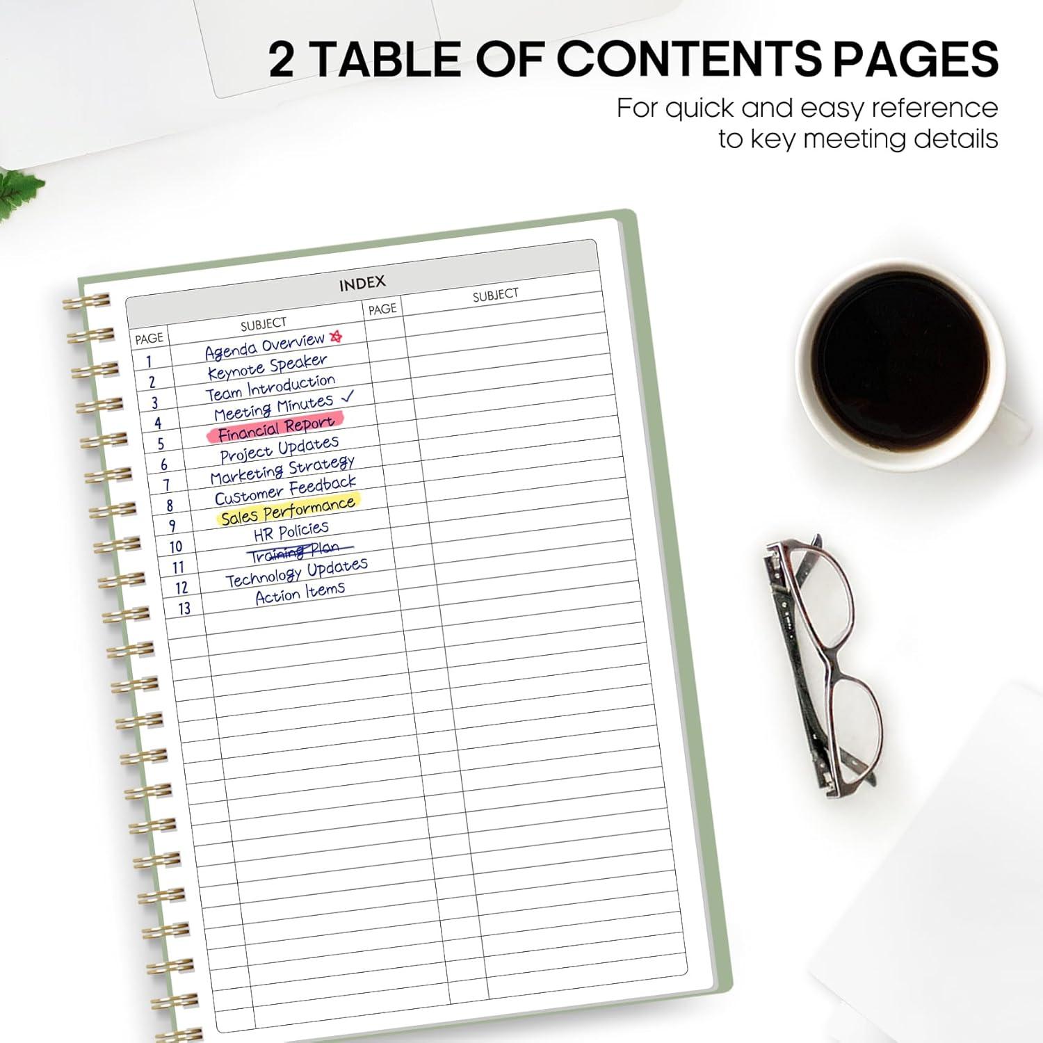 image:imageMeeting Notebook for Work Organization Work Planner Notebook with Action Items Agenda Planner for Note Taking 160 Pages 69 X 99 Project Organizer for Men amp Women PinknGreen