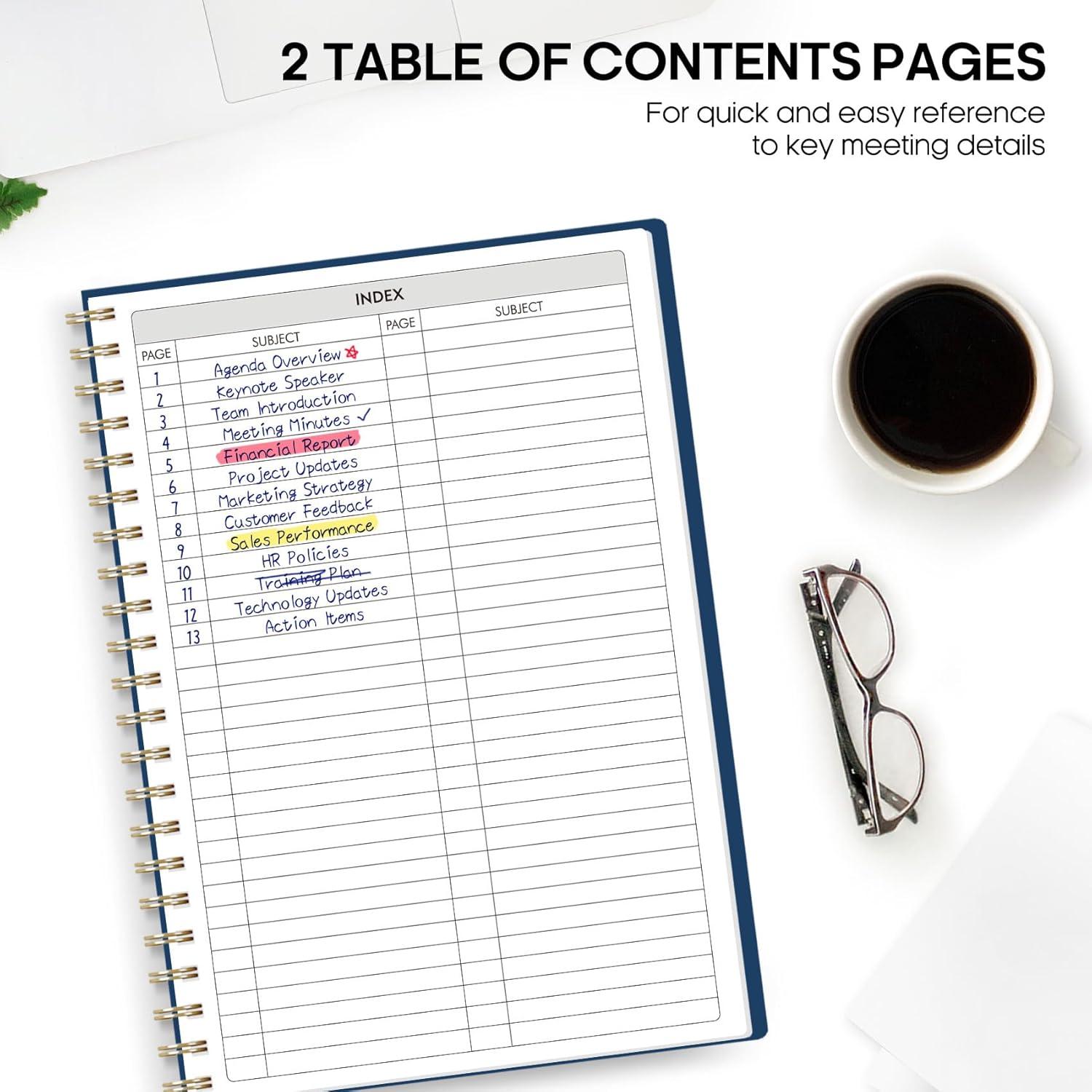 image:imageMeeting Notebook for Work Organization Work Planner Notebook with Action Items Agenda Planner for Note Taking 160 Pages 69 X 99 Project Organizer for Men amp Women Pinkm Navy Blue