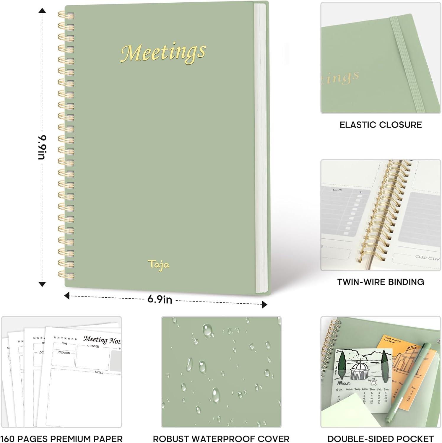 image:imageMeeting Notebook for Work Organization Work Planner Notebook with Action Items Agenda Planner for Note Taking 160 Pages 69 X 99 Project Organizer for Men amp Women PinknGreen