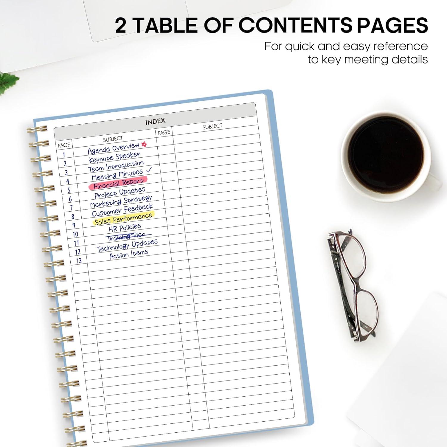 image:imageMeeting Notebook for Work Organization Work Planner Notebook with Action Items Agenda Planner for Note Taking 160 Pages 69 X 99 Project Organizer for Men amp Women PinkeSky Blue