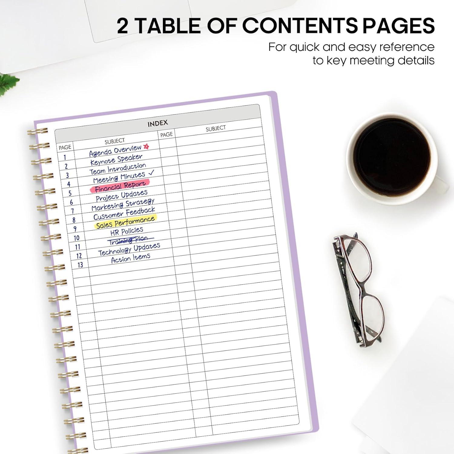 image:imageMeeting Notebook for Work Organization Work Planner Notebook with Action Items Agenda Planner for Note Taking 160 Pages 69 X 99 Project Organizer for Men amp Women Pinkm Lavender