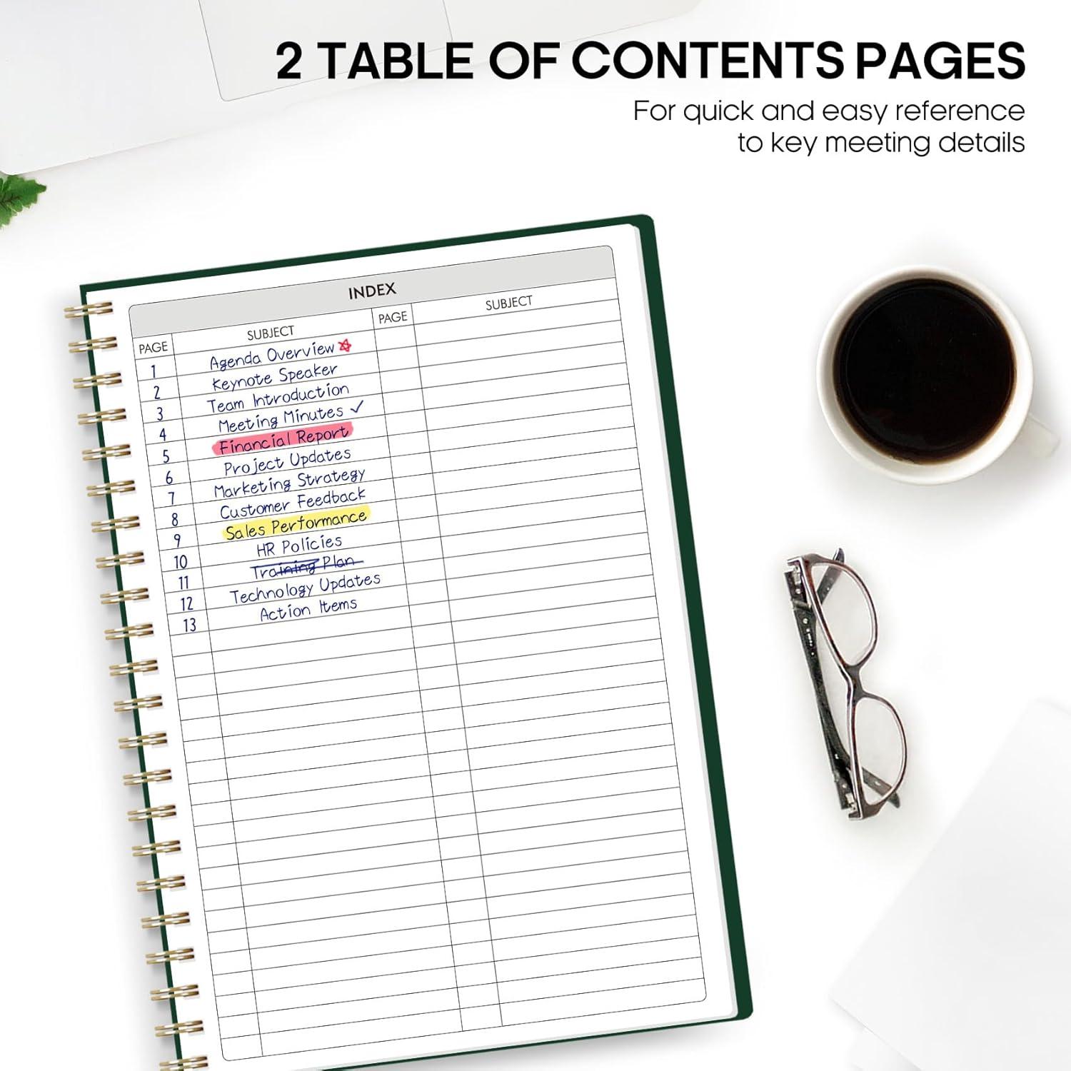 image:imageMeeting Notebook for Work Organization Work Planner Notebook with Action Items Agenda Planner for Note Taking 160 Pages 69 X 99 Project Organizer for Men amp Women Pinkg Dark Green