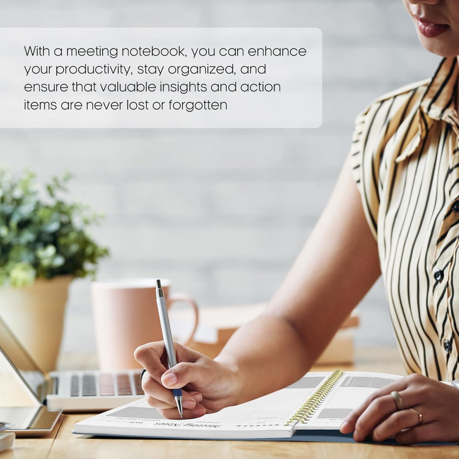 image:imageMeeting Notebook for Work Organization Work Planner Notebook with Action Items Agenda Planner for Note Taking 160 Pages 69 X 99 Project Organizer for Men amp Women PinkeSky Blue
