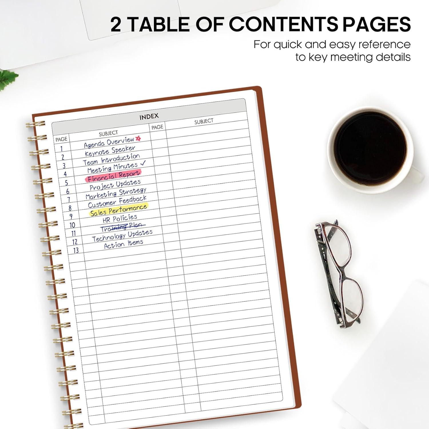 image:imageMeeting Notebook for Work Organization Work Planner Notebook with Action Items Agenda Planner for Note Taking 160 Pages 69 X 99 Project Organizer for Men amp Women Pinkc Rust Brown