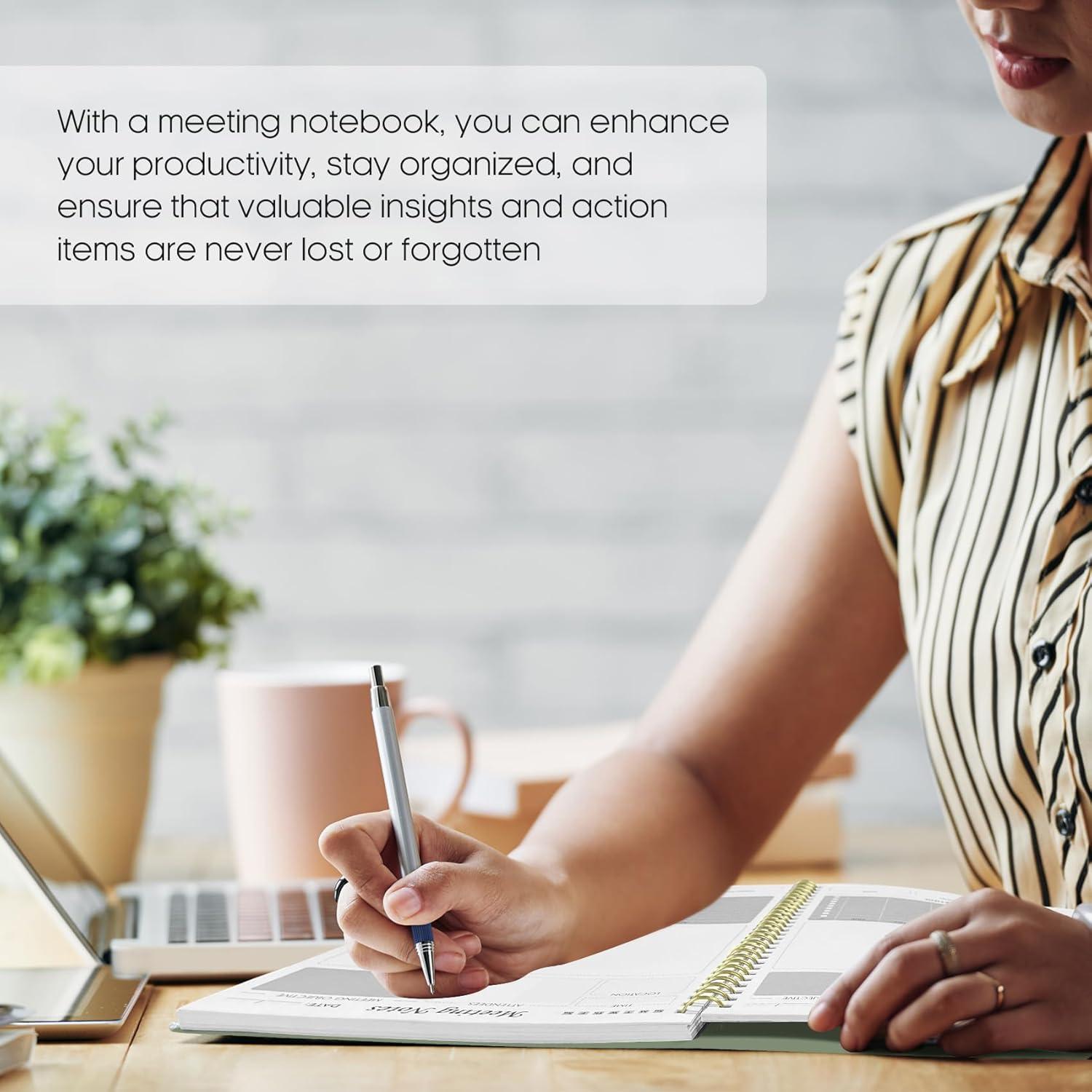 image:imageMeeting Notebook for Work Organization Work Planner Notebook with Action Items Agenda Planner for Note Taking 160 Pages 69 X 99 Project Organizer for Men amp Women PinknGreen