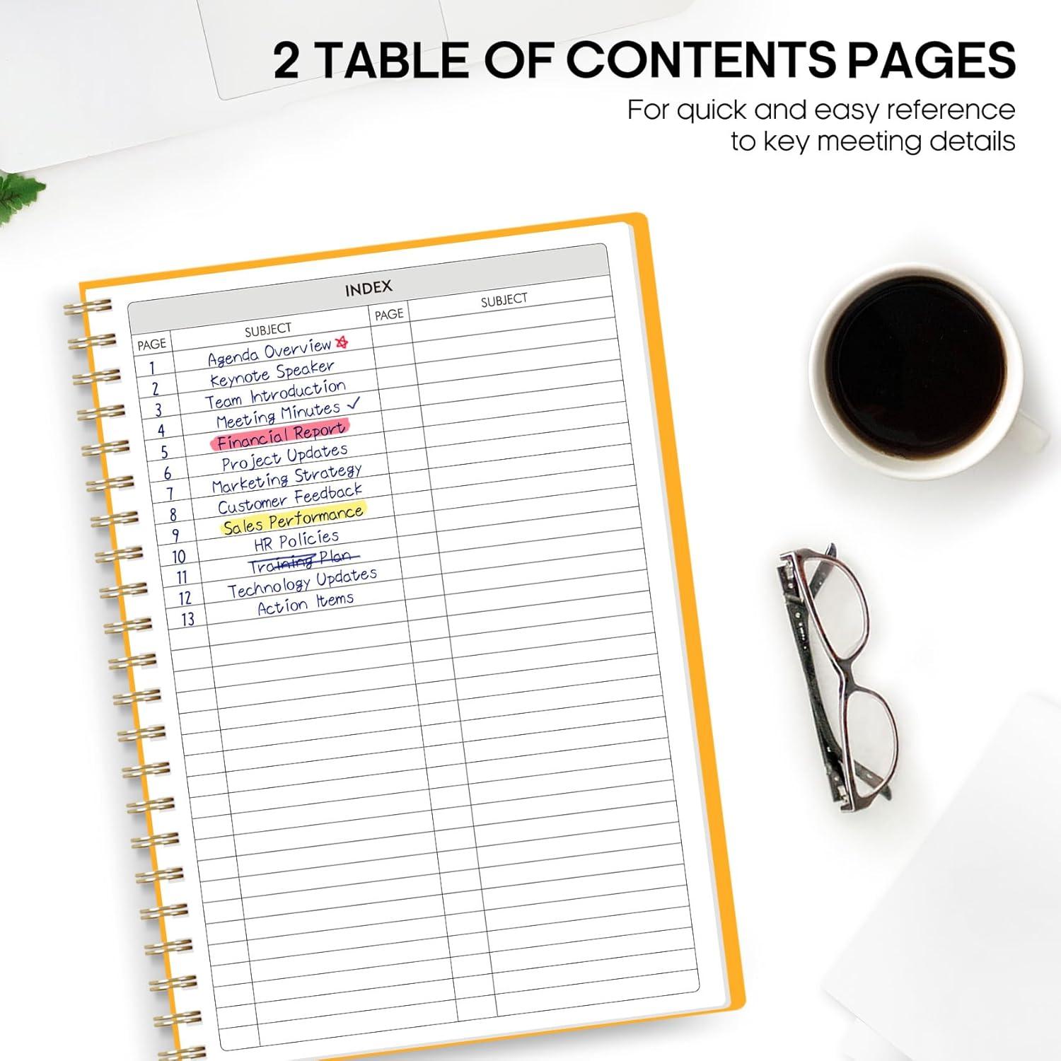 image:imageMeeting Notebook for Work Organization Work Planner Notebook with Action Items Agenda Planner for Note Taking 160 Pages 69 X 99 Project Organizer for Men amp Women PinkhYellow