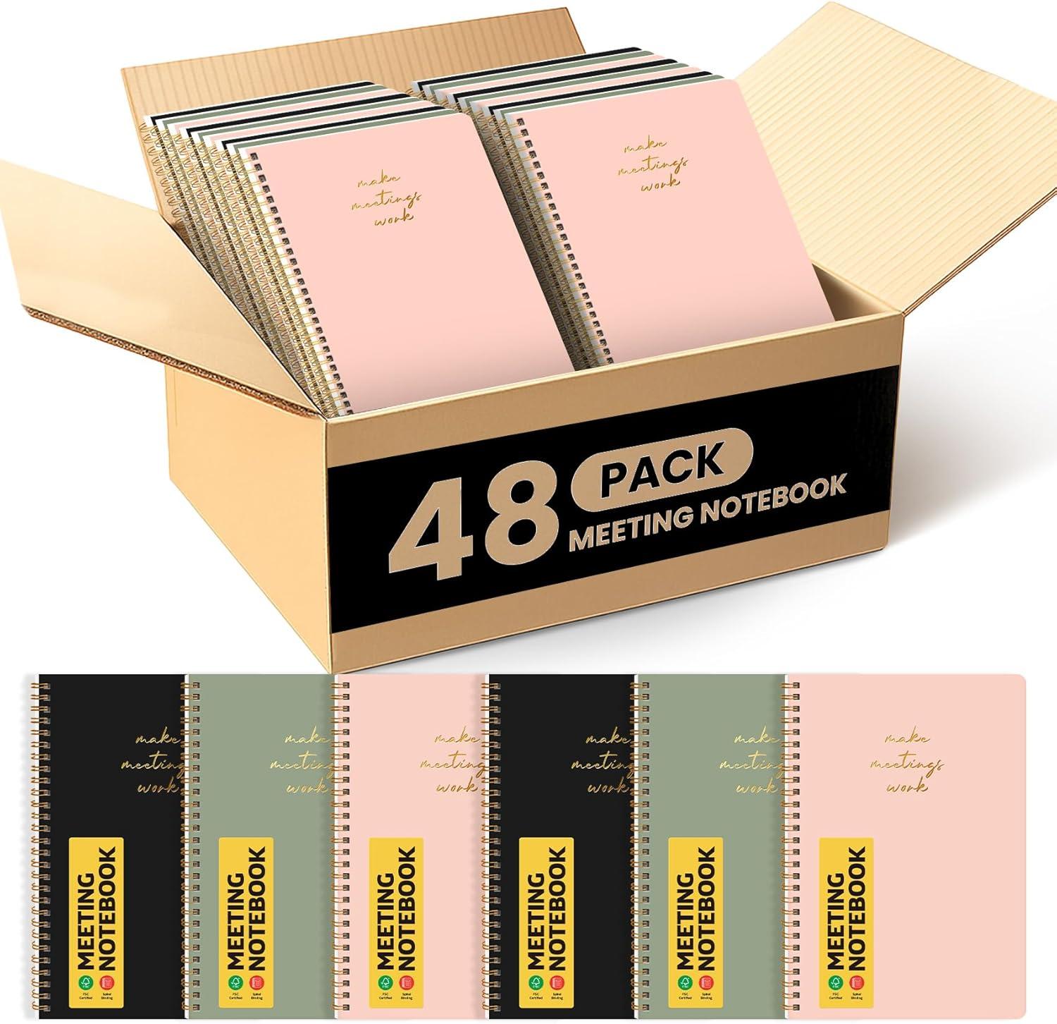 image:imageMeeting Notebook for Work Organization Work notebook with action items Meeting Minutes Planner Notebook Perfect Office Supplies for Men amp Women Pink48 Pack