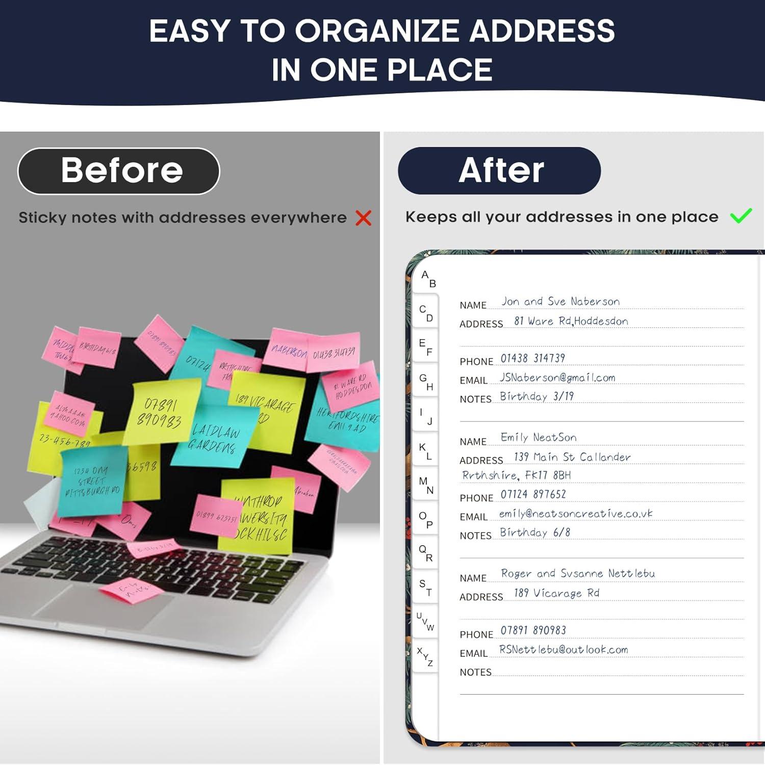 image:imageTaja Address Book with Alphabetical TabsHardcover Address Book Large Print for Record Contacts Small Address Book to Store All Your Important Informations in One Place AquamarineHCrane