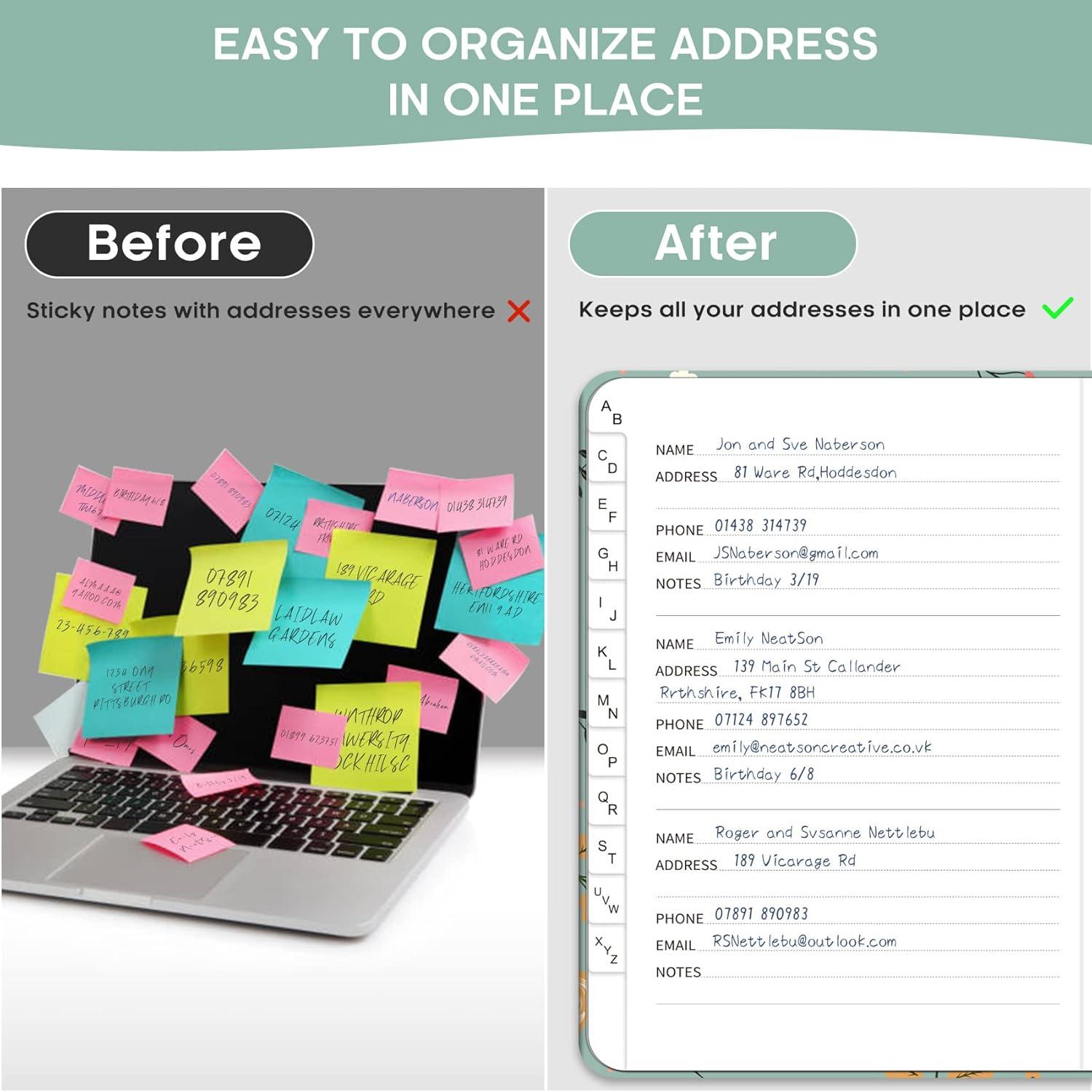 image:imageTaja Address Book with Alphabetical TabsHardcover Address Book Large Print for Record Contacts Small Address Book to Store All Your Important Informations in One Place AquamarineBLittle Fortune