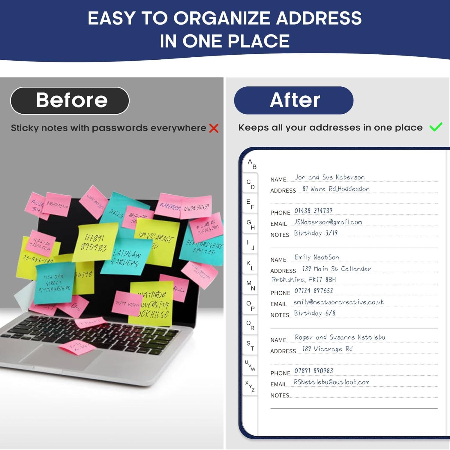 image:imageTaja Address Book with Alphabetical TabsHardcover Address Book Large Print for Record Contacts Small Address Book to Store All Your Important Informations in One Place AquamarineCCobalt