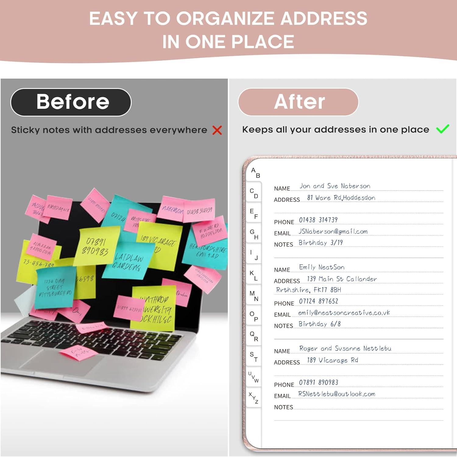 image:imageTaja Address Book with Alphabetical TabsHardcover Address Book Large Print for Record Contacts Small Address Book to Store All Your Important Informations in One Place AquamarineARose Gold2