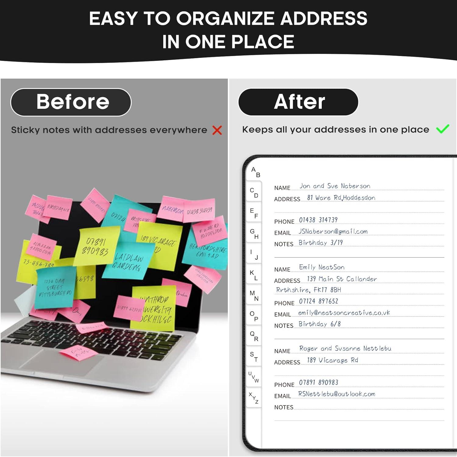 image:imageTaja Address Book with Alphabetical TabsHardcover Address Book Large Print for Record Contacts Small Address Book to Store All Your Important Informations in One Place AquamarineBBlack