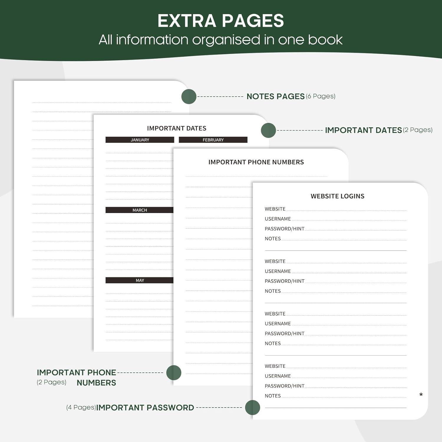 image:imageTaja Address Book with Alphabetical TabsHardcover Address Book Large Print for Record Contacts Small Address Book to Store All Your Important Informations in One Place AquamarineCDark Green