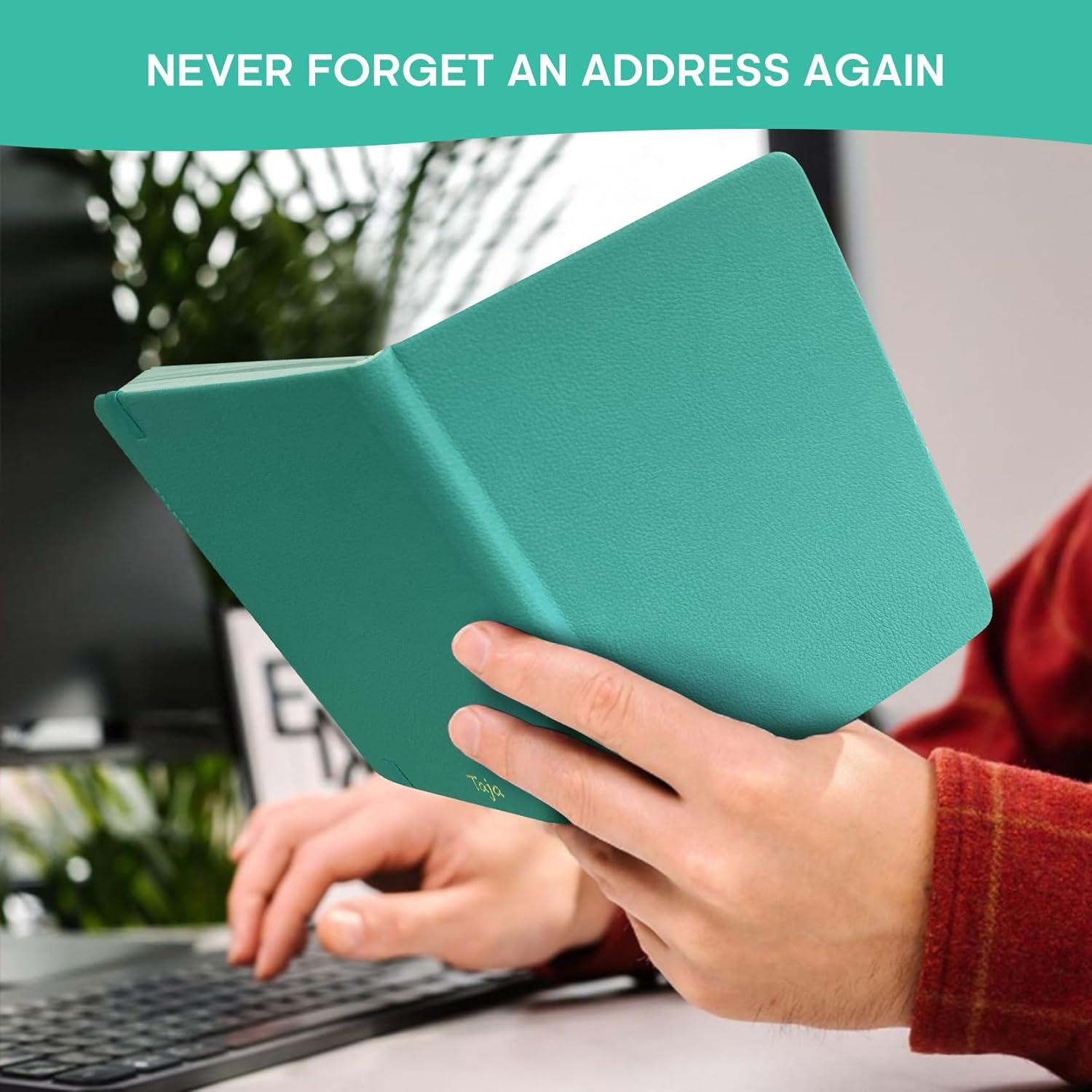 image:imageTaja Address Book with Alphabetical TabsHardcover Address Book Large Print for Record Contacts Small Address Book to Store All Your Important Informations in One Place AquamarineAAquamarine
