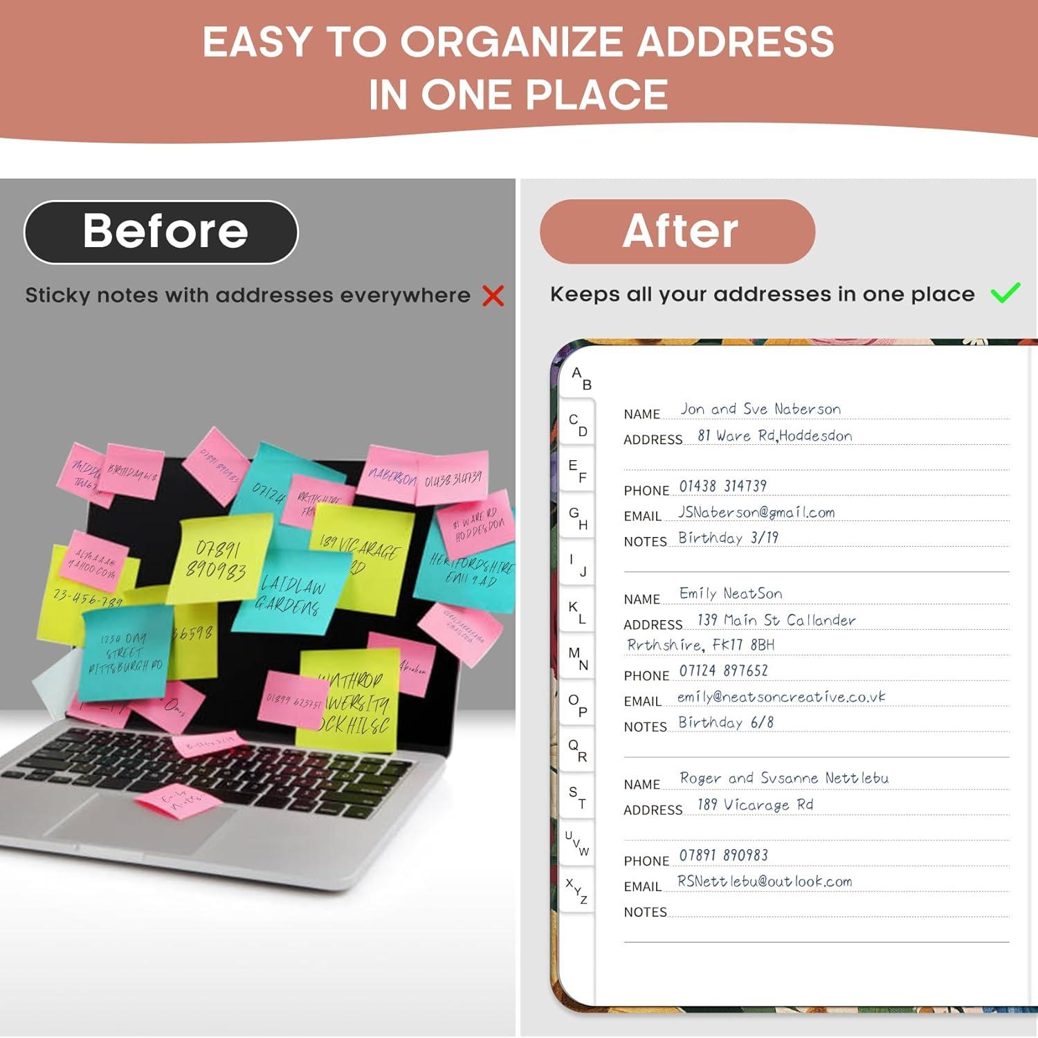 image:imageTaja Address Book with Alphabetical TabsHardcover Address Book Large Print for Record Contacts Small Address Book to Store All Your Important Informations in One Place AquamarineZSunflower