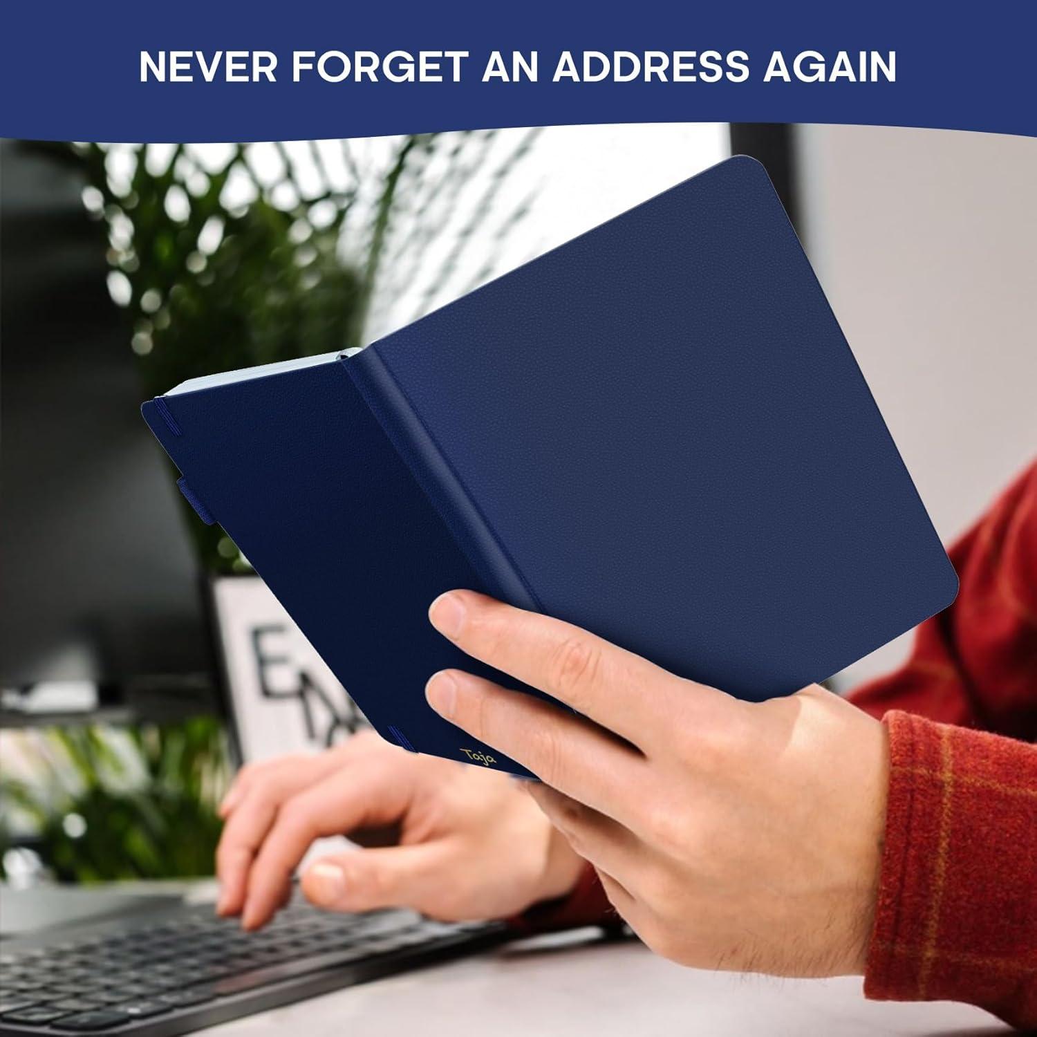 image:imageTaja Address Book with Alphabetical TabsHardcover Address Book Large Print for Record Contacts Small Address Book to Store All Your Important Informations in One Place AquamarineCCobalt