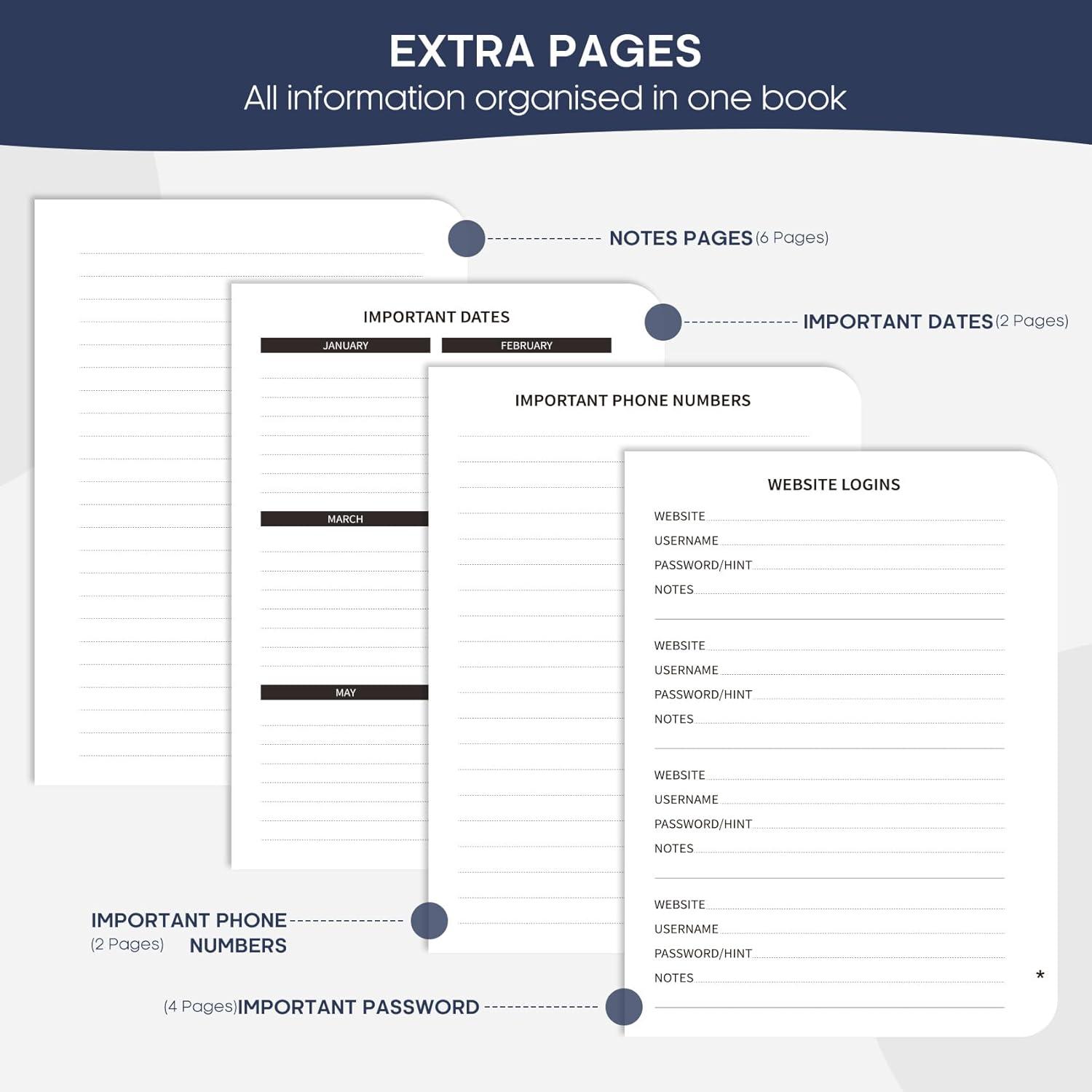 image:imageTaja Address Book with Alphabetical TabsHardcover Address Book Large Print for Record Contacts Small Address Book to Store All Your Important Informations in One Place AquamarineCNavy Blue