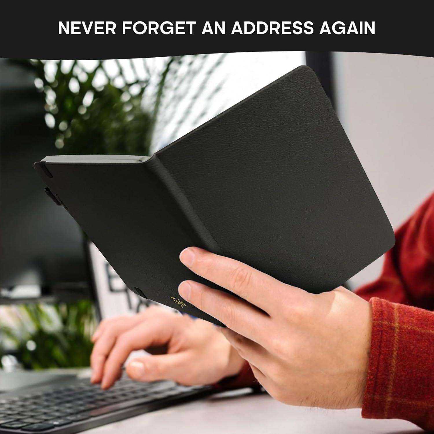 image:imageTaja Address Book with Alphabetical TabsHardcover Address Book Large Print for Record Contacts Small Address Book to Store All Your Important Informations in One Place AquamarineBBlack