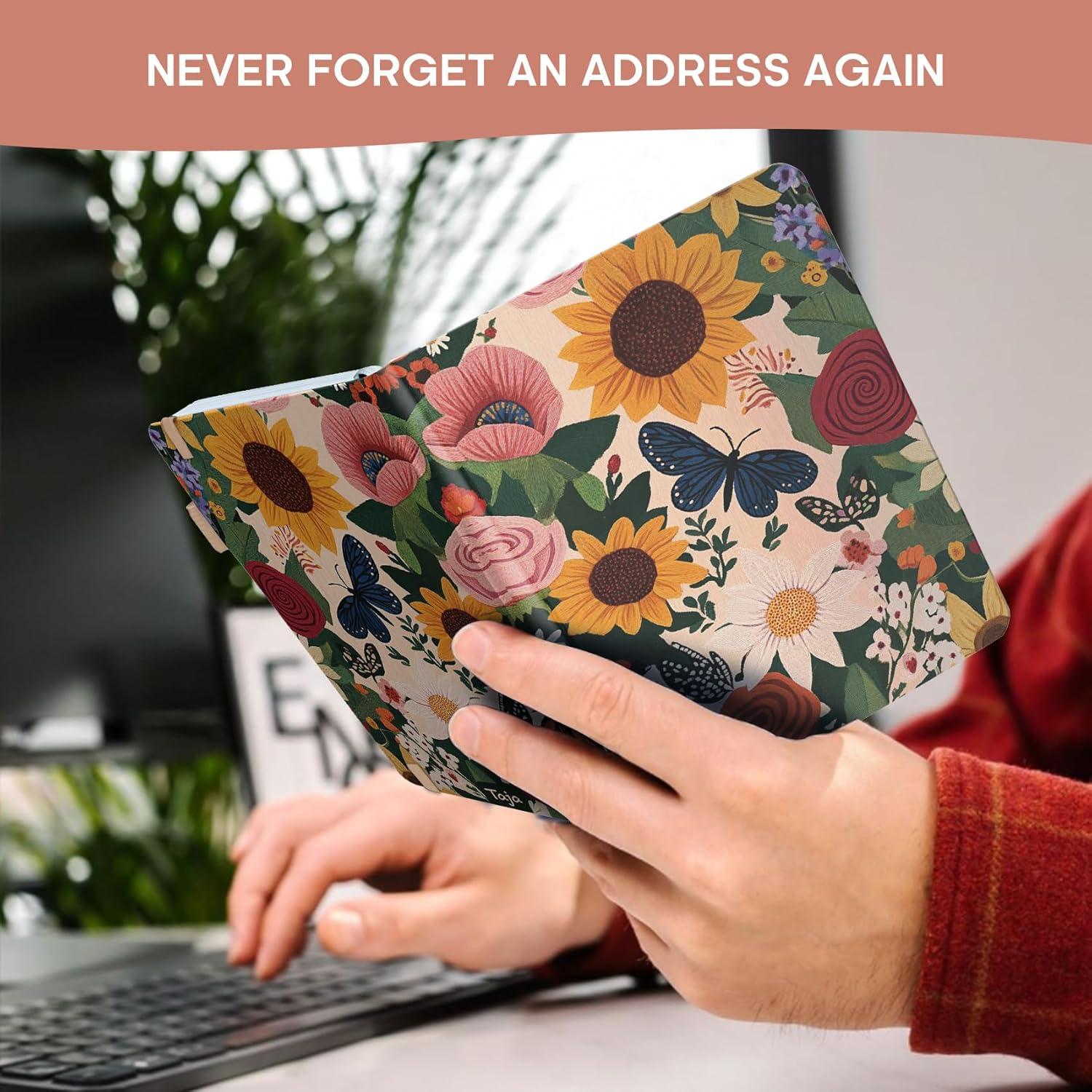 image:imageTaja Address Book with Alphabetical TabsHardcover Address Book Large Print for Record Contacts Small Address Book to Store All Your Important Informations in One Place AquamarineZSunflower