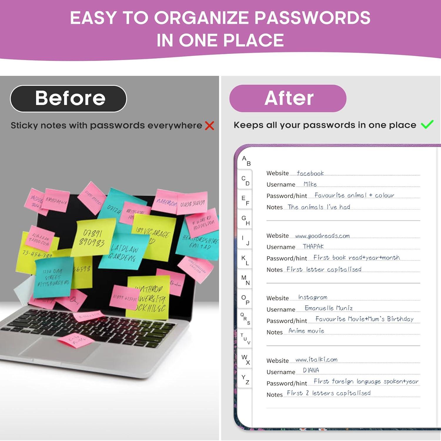 image:imageTaja Password Keeper Book with Alphabetical Tabs Small Password Books for Seniors Password Notebook for Internet Website Address Log in Detail Password Logbook to Help You Stay Organized Rose GoldRTwilight Bloom