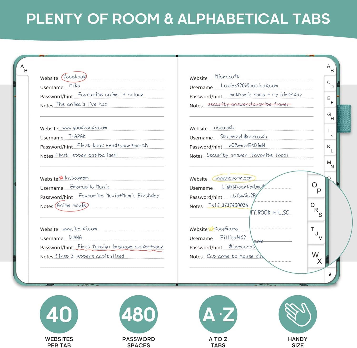 image:imageTaja Password Keeper Book with Alphabetical Tabs Small Password Books for Seniors Password Notebook for Internet Website Address Log in Detail Password Logbook to Help You Stay Organized Rose GoldDDepths Whale