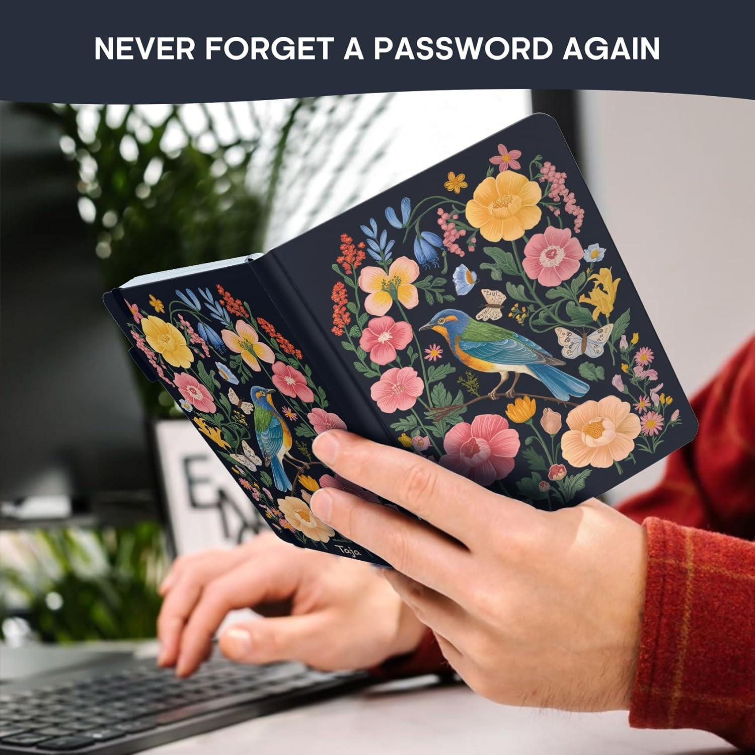 image:imageTaja Password Keeper Book with Alphabetical Tabs Small Password Books for Seniors Password Notebook for Internet Website Address Log in Detail Password Logbook to Help You Stay Organized Rose GoldBGarden Bird