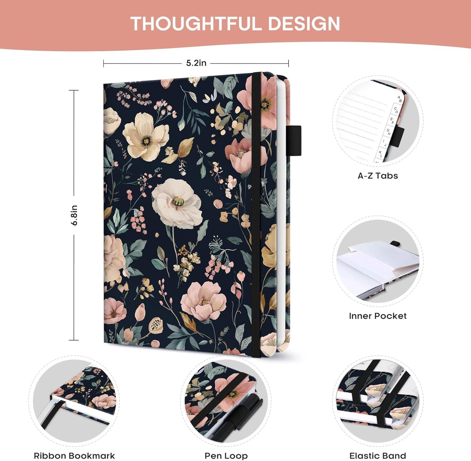 image:imageTaja Password Keeper Book with Alphabetical Tabs Small Password Books for Seniors Password Notebook for Internet Website Address Log in Detail Password Logbook to Help You Stay Organized Rose GoldDEvening Petals