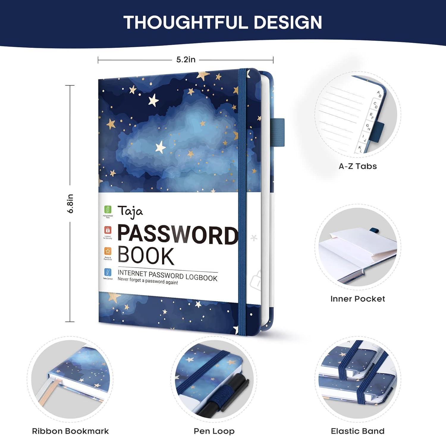 image:imageTaja Password Keeper Book with Alphabetical Tabs Small Password Books for Seniors Password Notebook for Internet Website Address Log in Detail Password Logbook to Help You Stay Organized Rose GoldBYou Are My Star