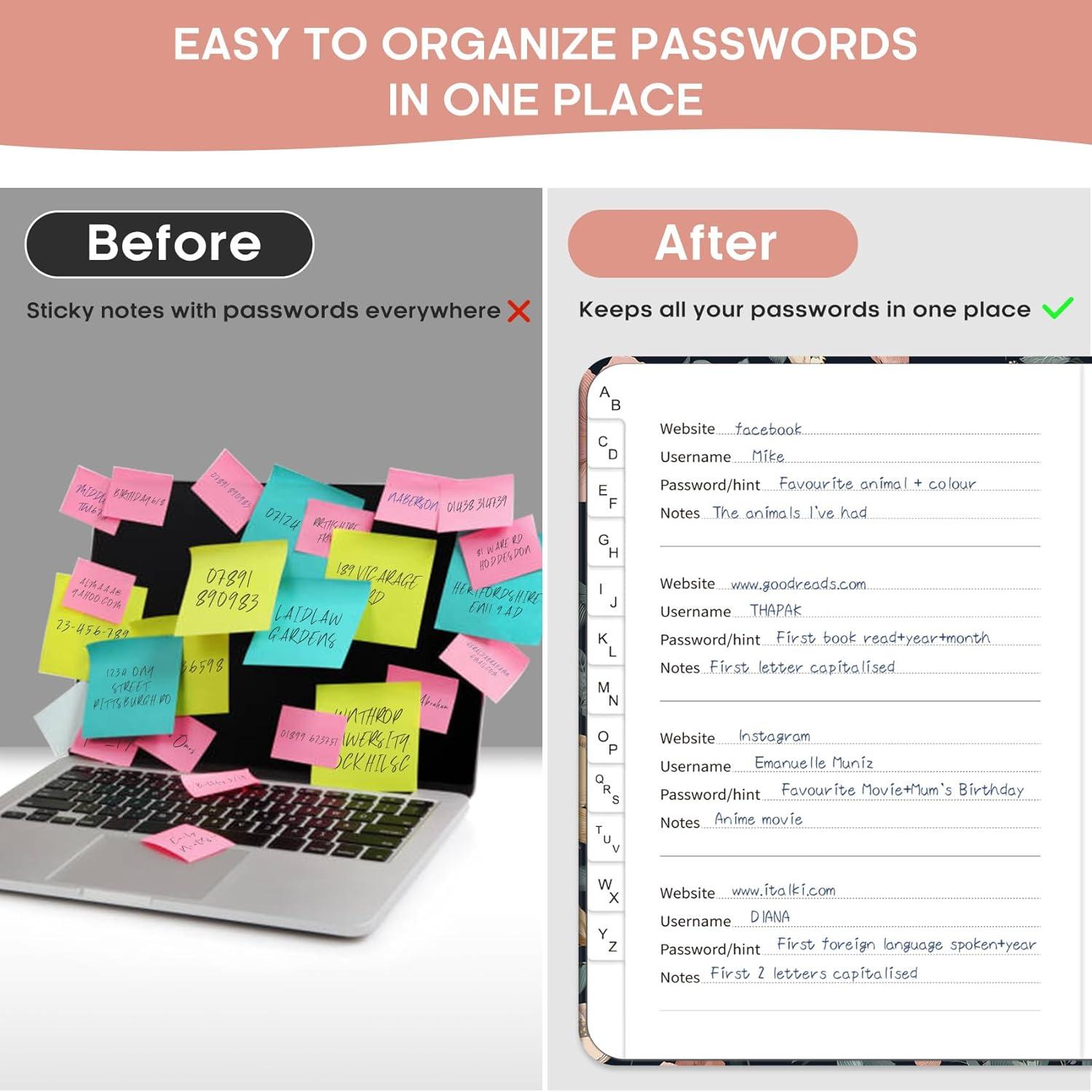 image:imageTaja Password Keeper Book with Alphabetical Tabs Small Password Books for Seniors Password Notebook for Internet Website Address Log in Detail Password Logbook to Help You Stay Organized Rose GoldDEvening Petals