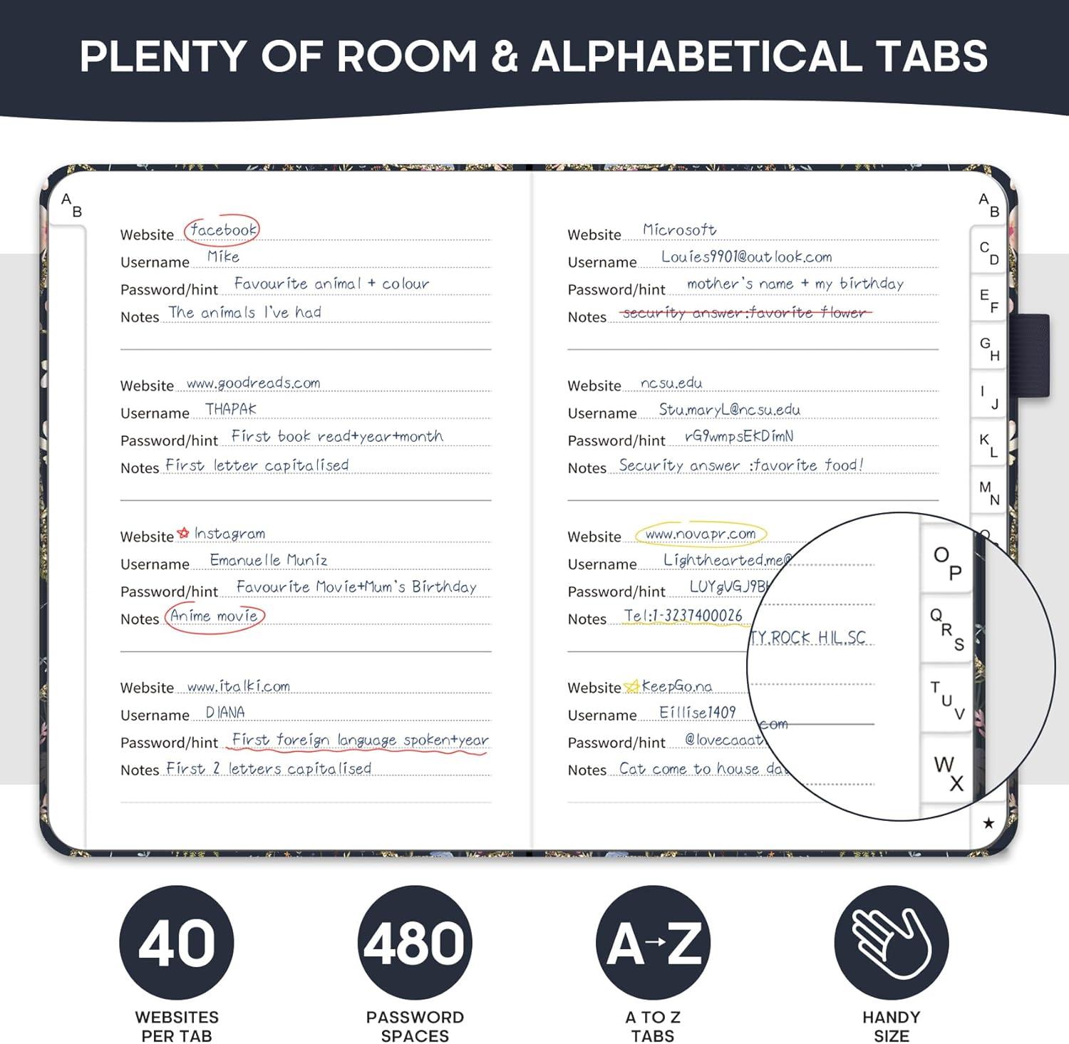 image:imageTaja Password Keeper Book with Alphabetical Tabs Small Password Books for Seniors Password Notebook for Internet Website Address Log in Detail Password Logbook to Help You Stay Organized Rose GoldZPatchwork Floral