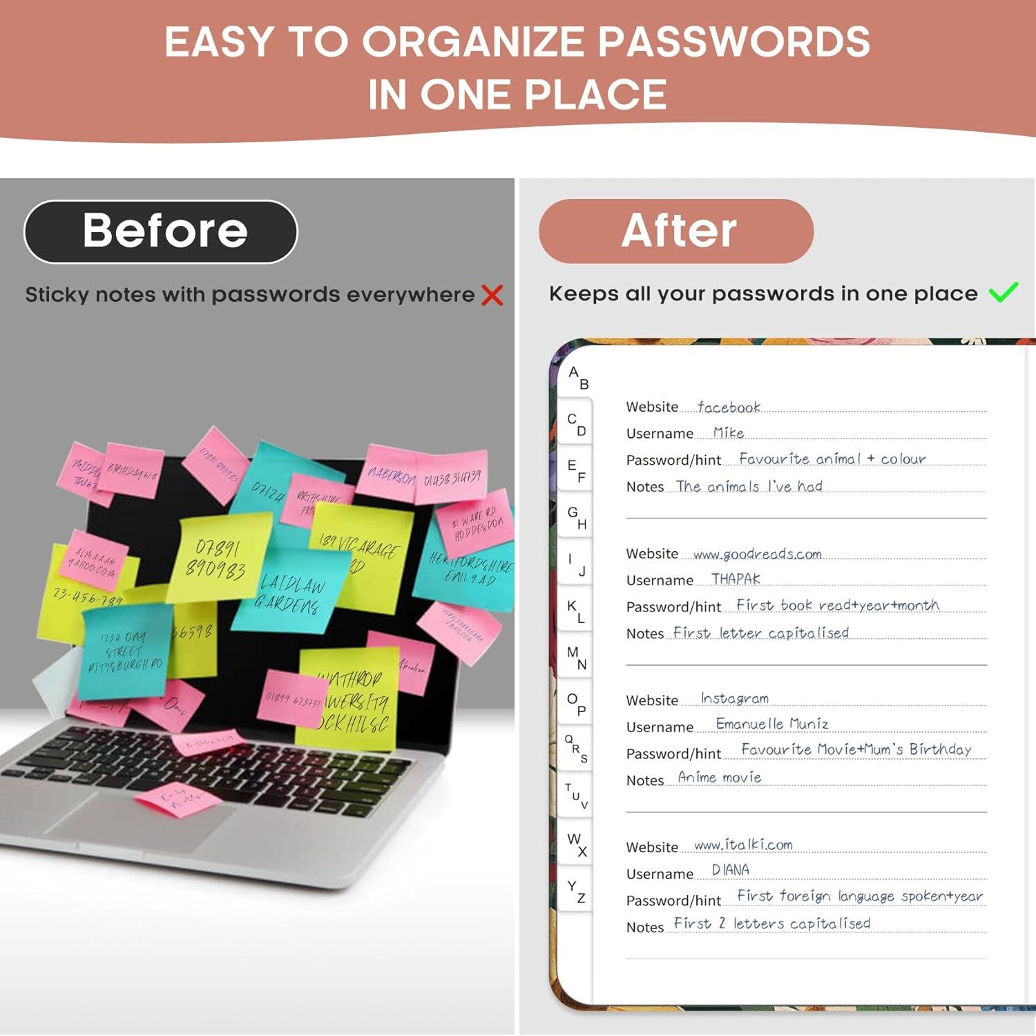 image:imageTaja Password Keeper Book with Alphabetical Tabs Small Password Books for Seniors Password Notebook for Internet Website Address Log in Detail Password Logbook to Help You Stay Organized Rose GoldOSunflower