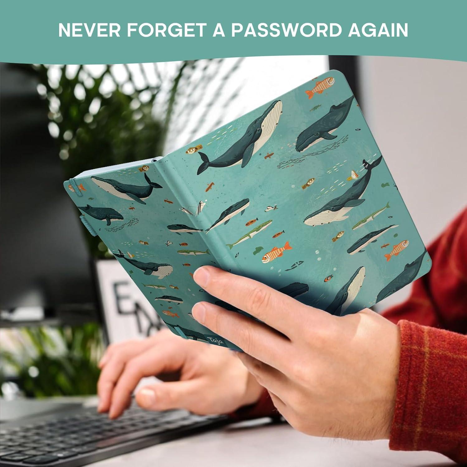 image:imageTaja Password Keeper Book with Alphabetical Tabs Small Password Books for Seniors Password Notebook for Internet Website Address Log in Detail Password Logbook to Help You Stay Organized Rose GoldDDepths Whale