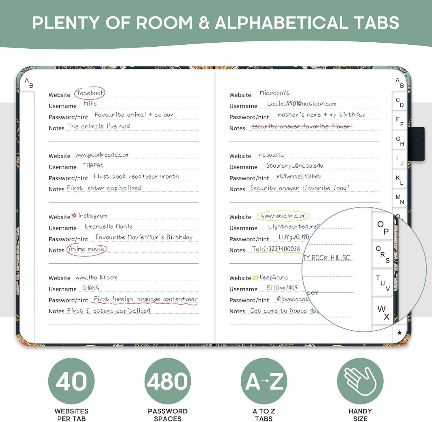 image:imageTaja Password Keeper Book with Alphabetical Tabs Small Password Books for Seniors Password Notebook for Internet Website Address Log in Detail Password Logbook to Help You Stay Organized Rose GoldBCitrus Bloom