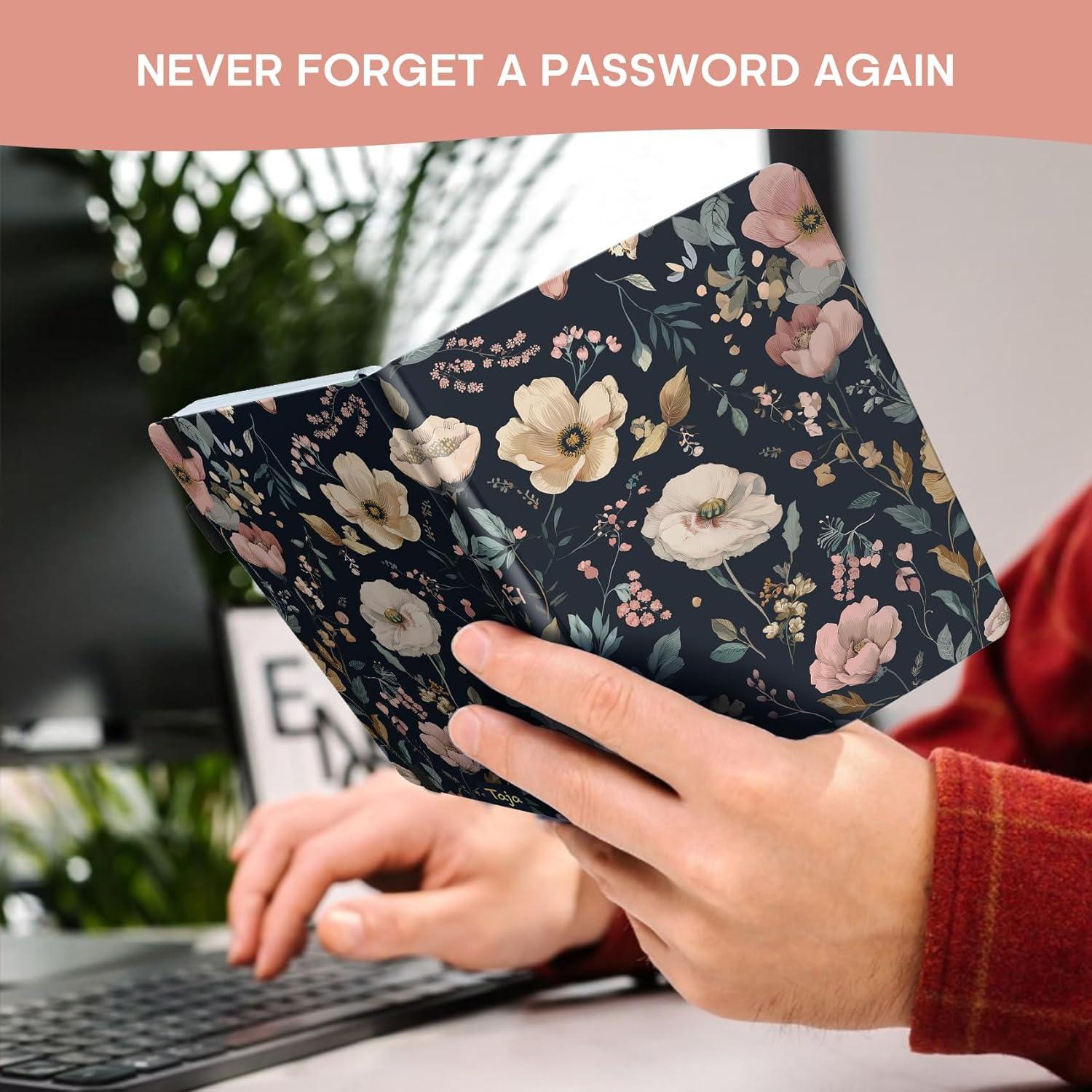 image:imageTaja Password Keeper Book with Alphabetical Tabs Small Password Books for Seniors Password Notebook for Internet Website Address Log in Detail Password Logbook to Help You Stay Organized Rose GoldDEvening Petals