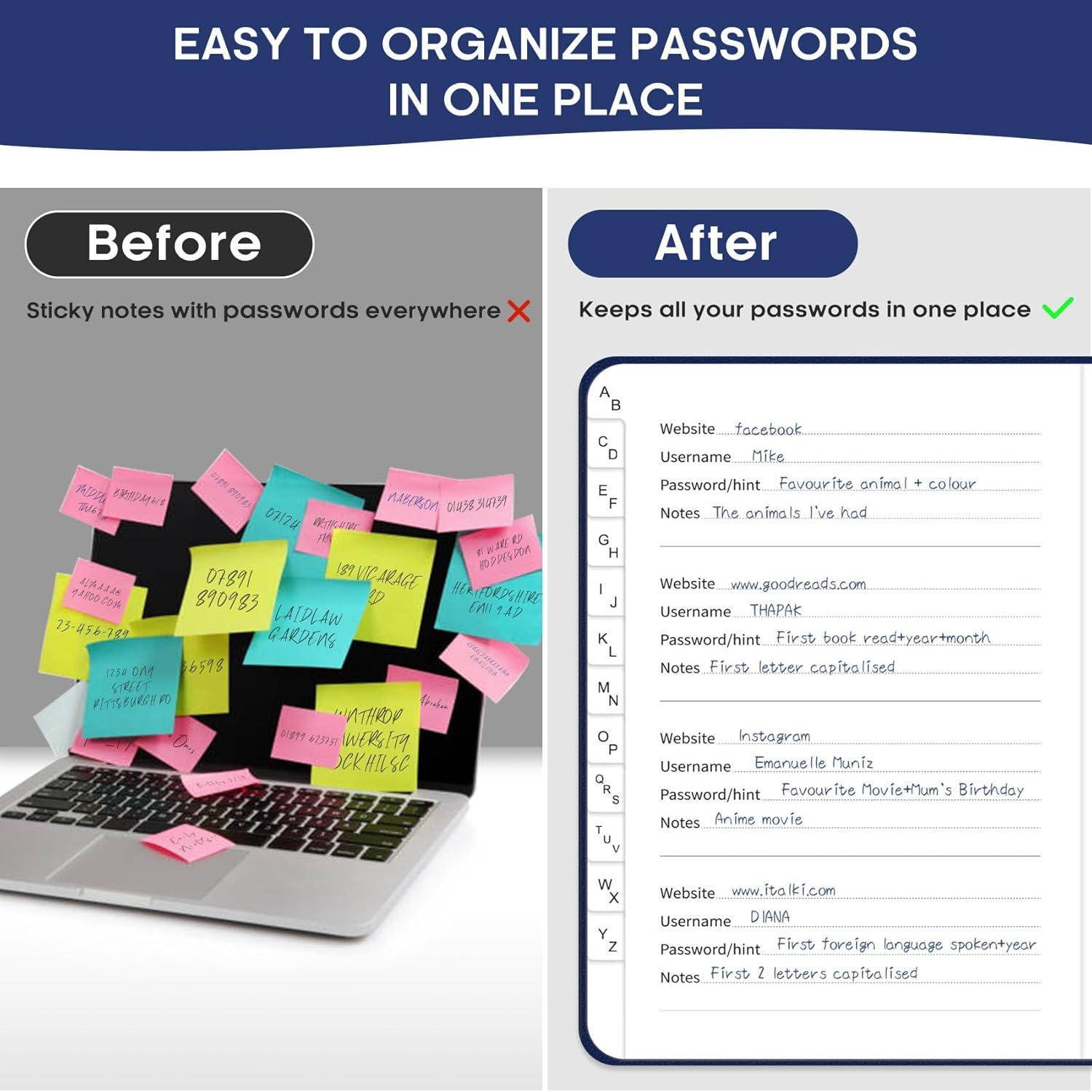 image:imageTaja Password Keeper Book with Alphabetical Tabs Small Password Books for Seniors Password Notebook for Internet Website Address Log in Detail Password Logbook to Help You Stay Organized Rose GoldCCobalt