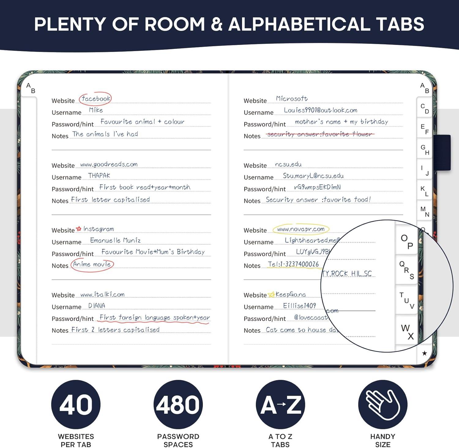 image:imageTaja Password Keeper Book with Alphabetical Tabs Small Password Books for Seniors Password Notebook for Internet Website Address Log in Detail Password Logbook to Help You Stay Organized Rose GoldCCrane