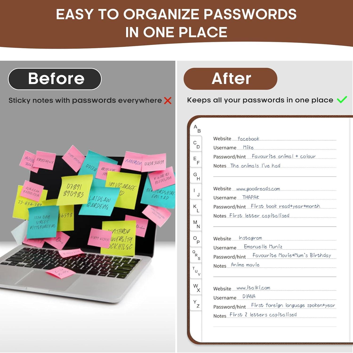 image:imageTaja Password Keeper Book with Alphabetical Tabs Small Password Books for Seniors Password Notebook for Internet Website Address Log in Detail Password Logbook to Help You Stay Organized Rose GoldBBrown