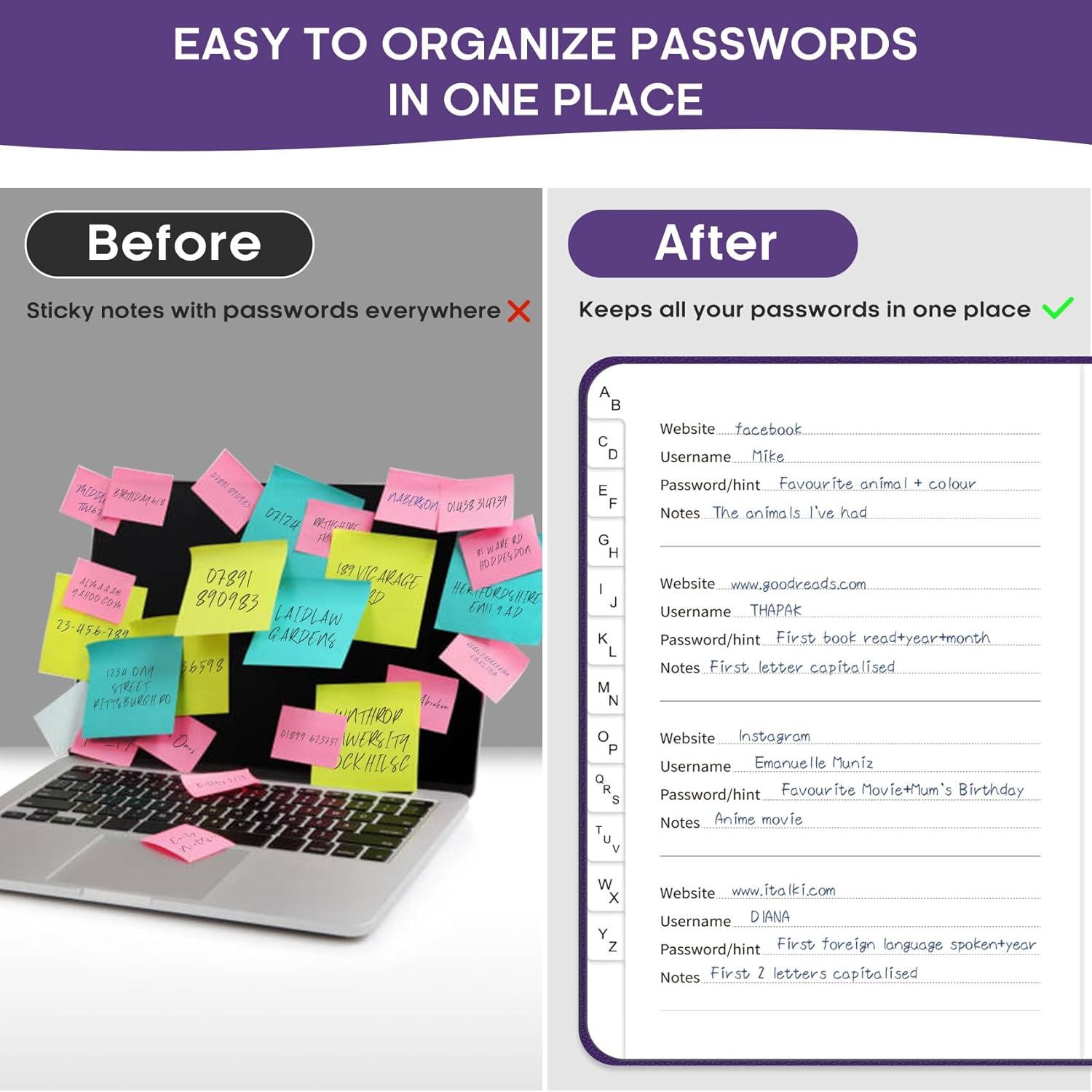 image:imageTaja Password Keeper Book with Alphabetical Tabs Small Password Books for Seniors Password Notebook for Internet Website Address Log in Detail Password Logbook to Help You Stay Organized Rose GoldCPurple
