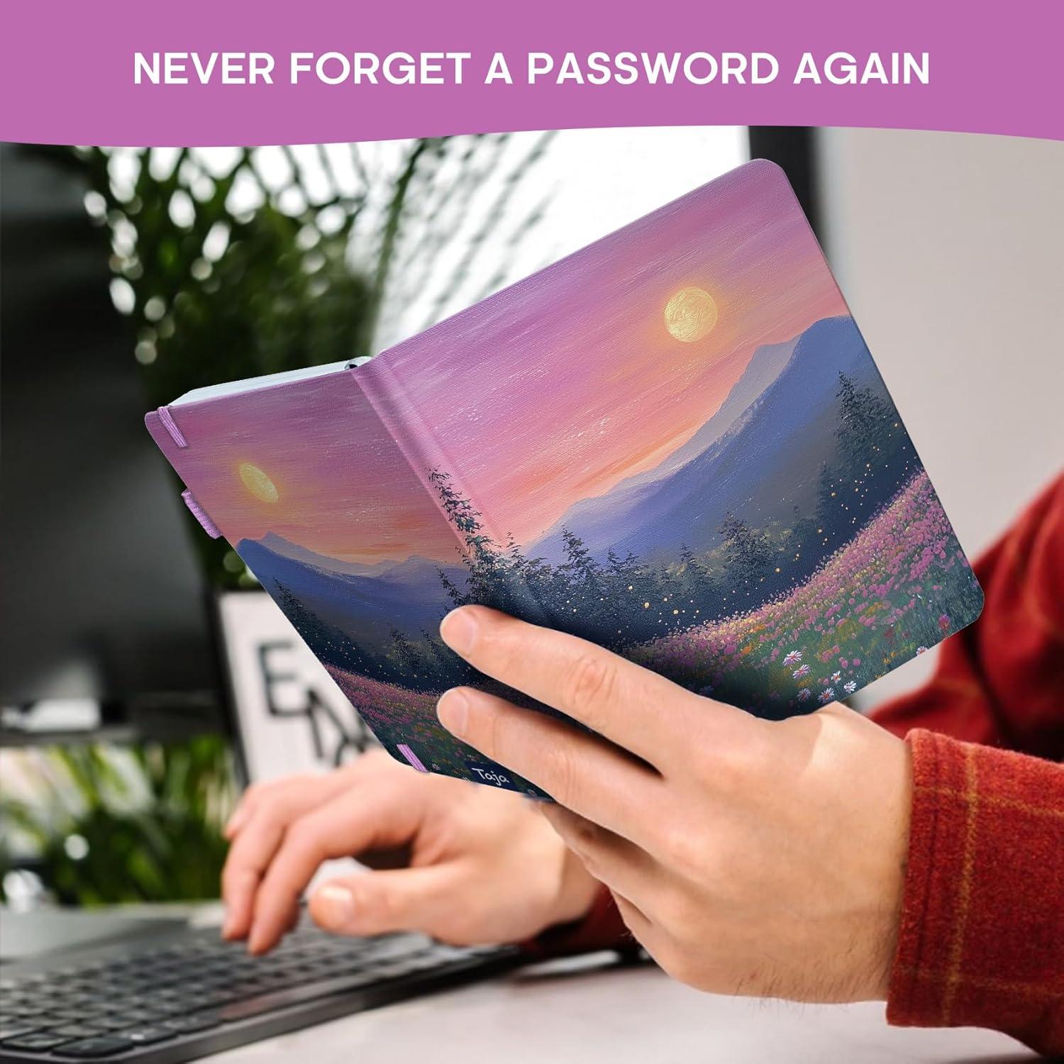 image:imageTaja Password Keeper Book with Alphabetical Tabs Small Password Books for Seniors Password Notebook for Internet Website Address Log in Detail Password Logbook to Help You Stay Organized Rose GoldRTwilight Bloom