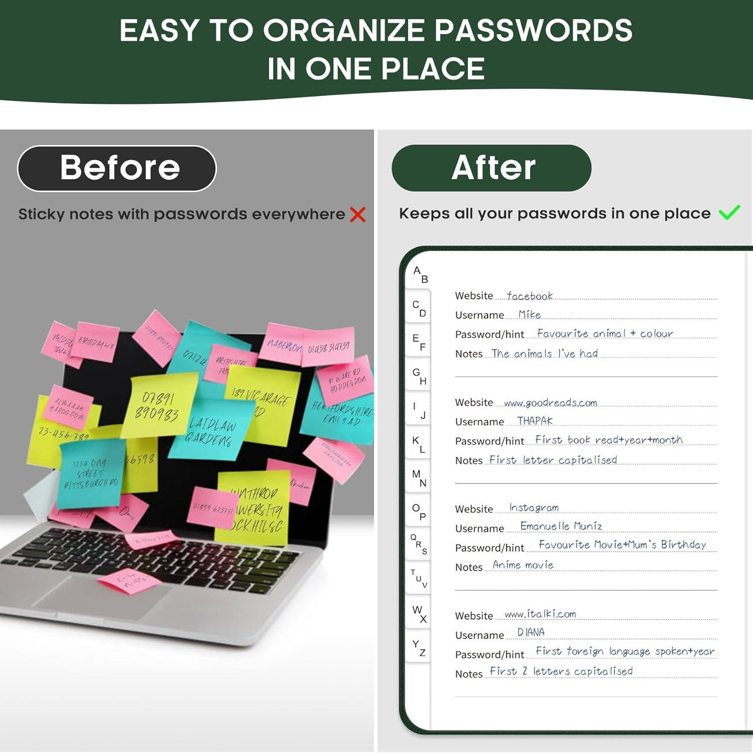 image:imageTaja Password Keeper Book with Alphabetical Tabs Small Password Books for Seniors Password Notebook for Internet Website Address Log in Detail Password Logbook to Help You Stay Organized Rose GoldADark Green