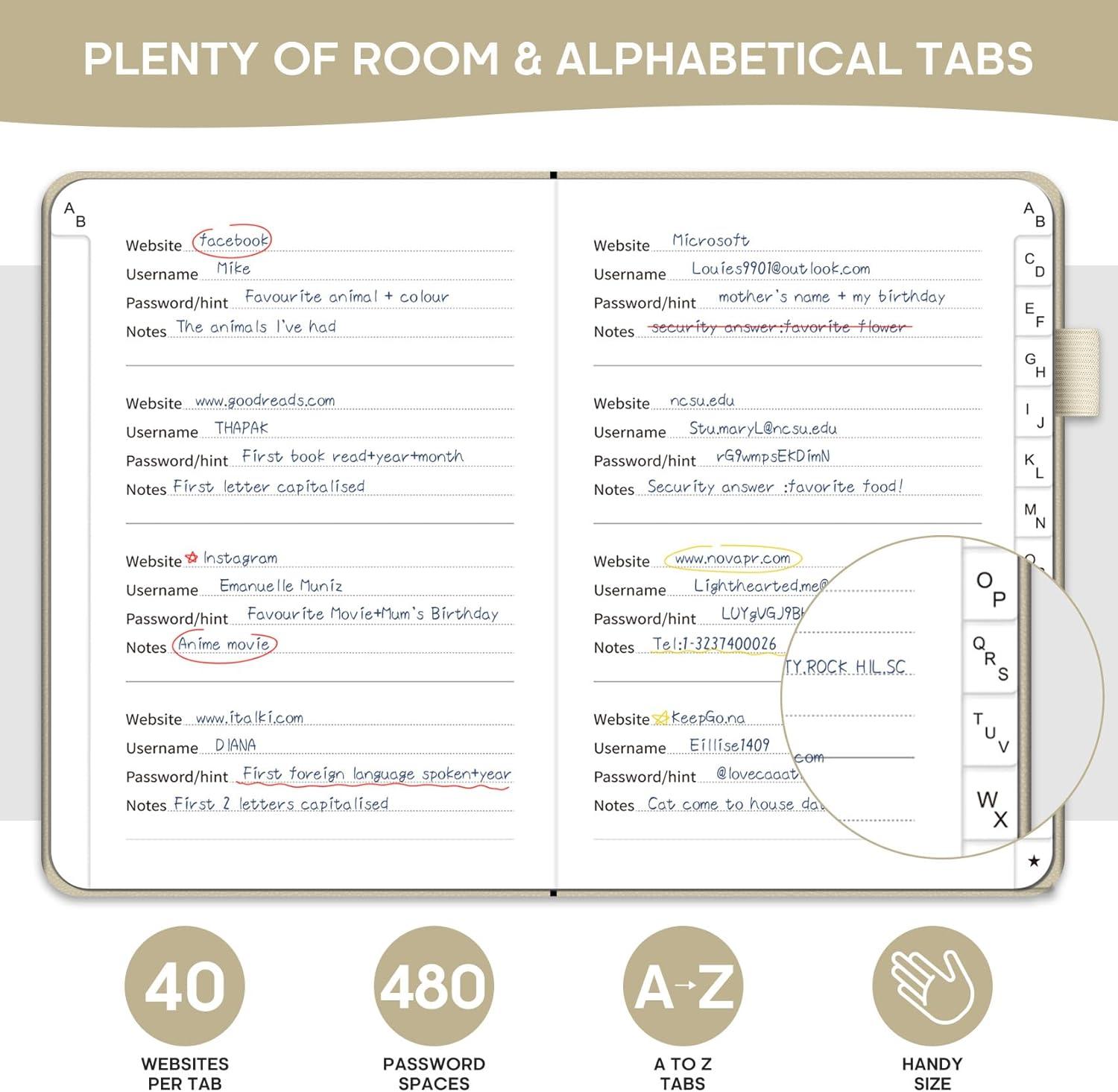 image:imageTaja Password Keeper Book with Alphabetical Tabs Small Password Books for Seniors Password Notebook for Internet Website Address Log in Detail Password Logbook to Help You Stay Organized Rose GoldABeige