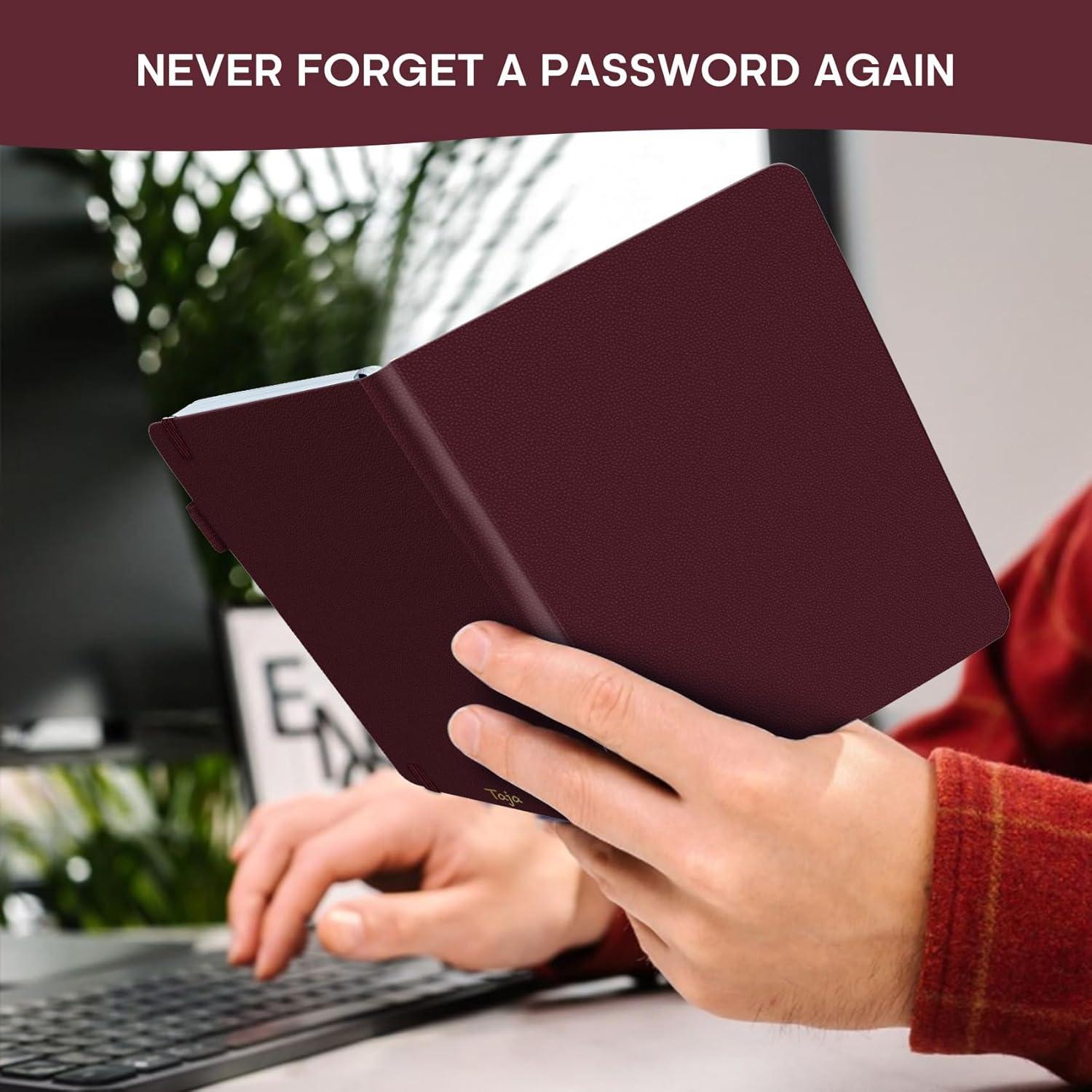 image:imageTaja Password Keeper Book with Alphabetical Tabs Small Password Books for Seniors Password Notebook for Internet Website Address Log in Detail Password Logbook to Help You Stay Organized Rose GoldEBurgundy