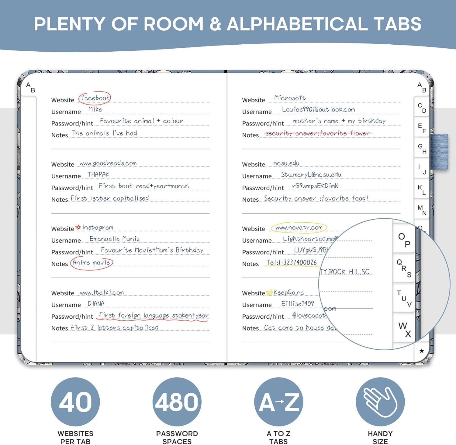 image:imageTaja Password Keeper Book with Alphabetical Tabs Small Password Books for Seniors Password Notebook for Internet Website Address Log in Detail Password Logbook to Help You Stay Organized Rose GoldDButterfly Peony