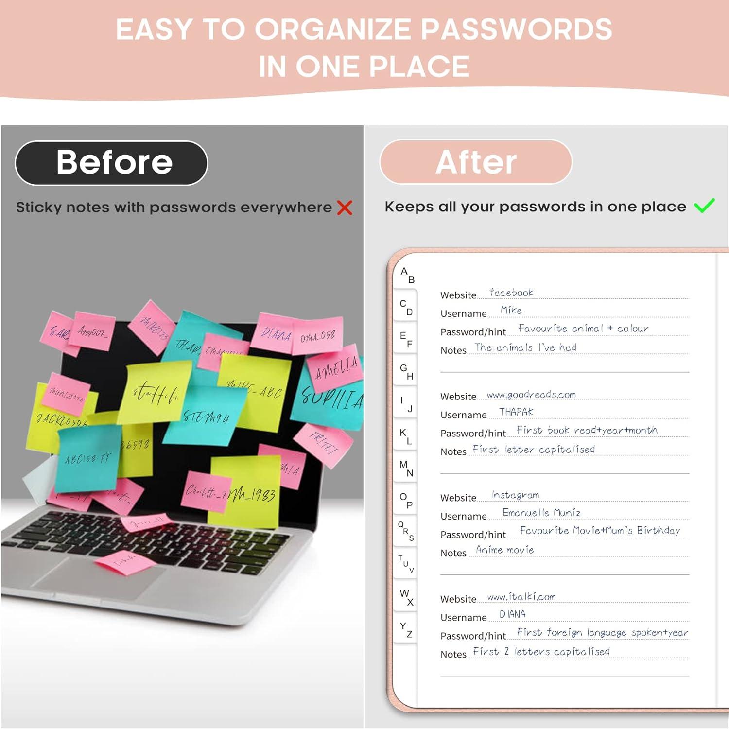 image:imageTaja Password Keeper Book with Alphabetical Tabs Small Password Books for Seniors Password Notebook for Internet Website Address Log in Detail Password Logbook to Help You Stay Organized Rose GoldARose Gold