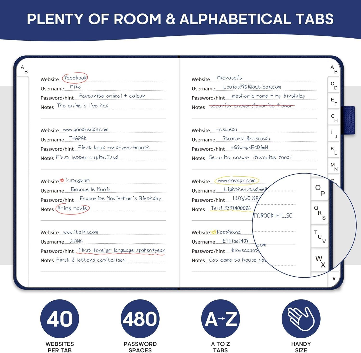 image:imageTaja Password Keeper Book with Alphabetical Tabs Small Password Books for Seniors Password Notebook for Internet Website Address Log in Detail Password Logbook to Help You Stay Organized Rose GoldCCobalt