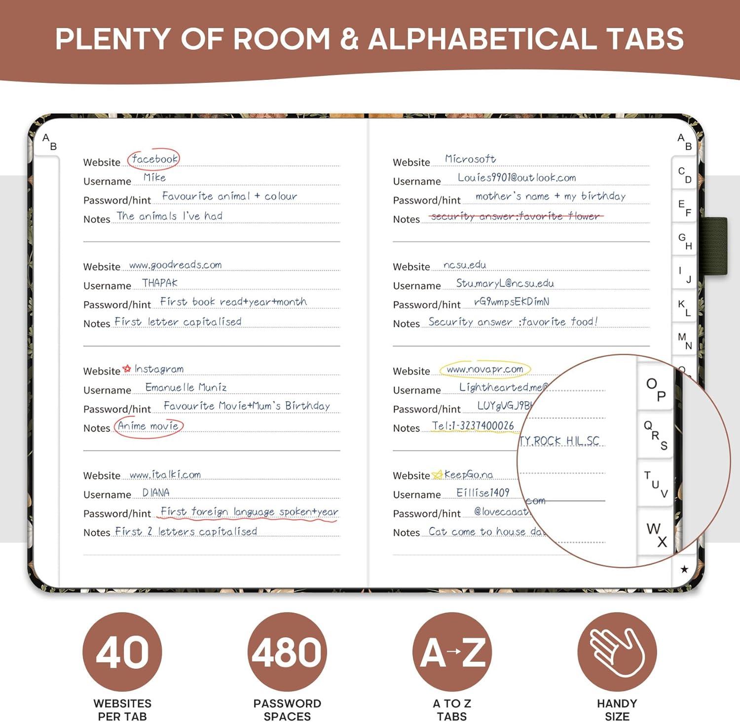 image:imageTaja Password Keeper Book with Alphabetical Tabs Small Password Books for Seniors Password Notebook for Internet Website Address Log in Detail Password Logbook to Help You Stay Organized Rose GoldEMushroom