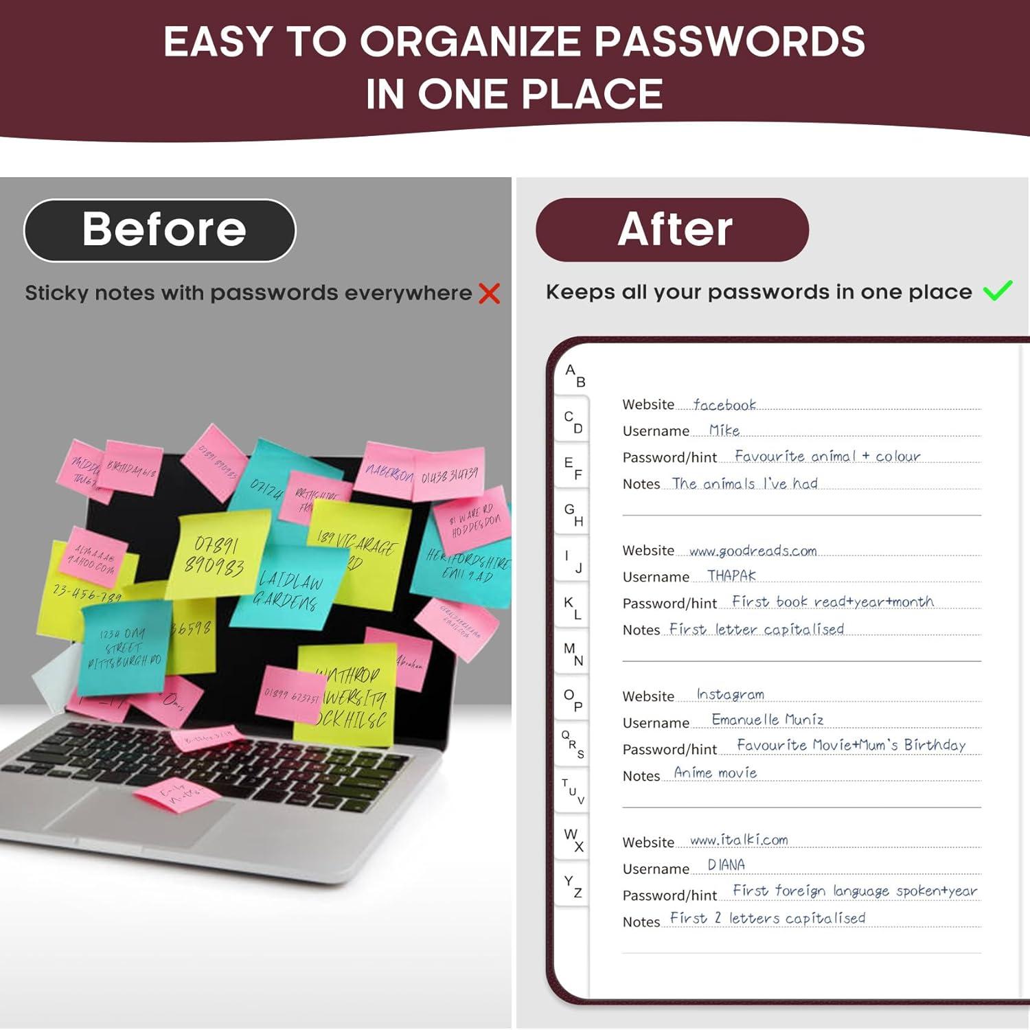 image:imageTaja Password Keeper Book with Alphabetical Tabs Small Password Books for Seniors Password Notebook for Internet Website Address Log in Detail Password Logbook to Help You Stay Organized Rose GoldEBurgundy