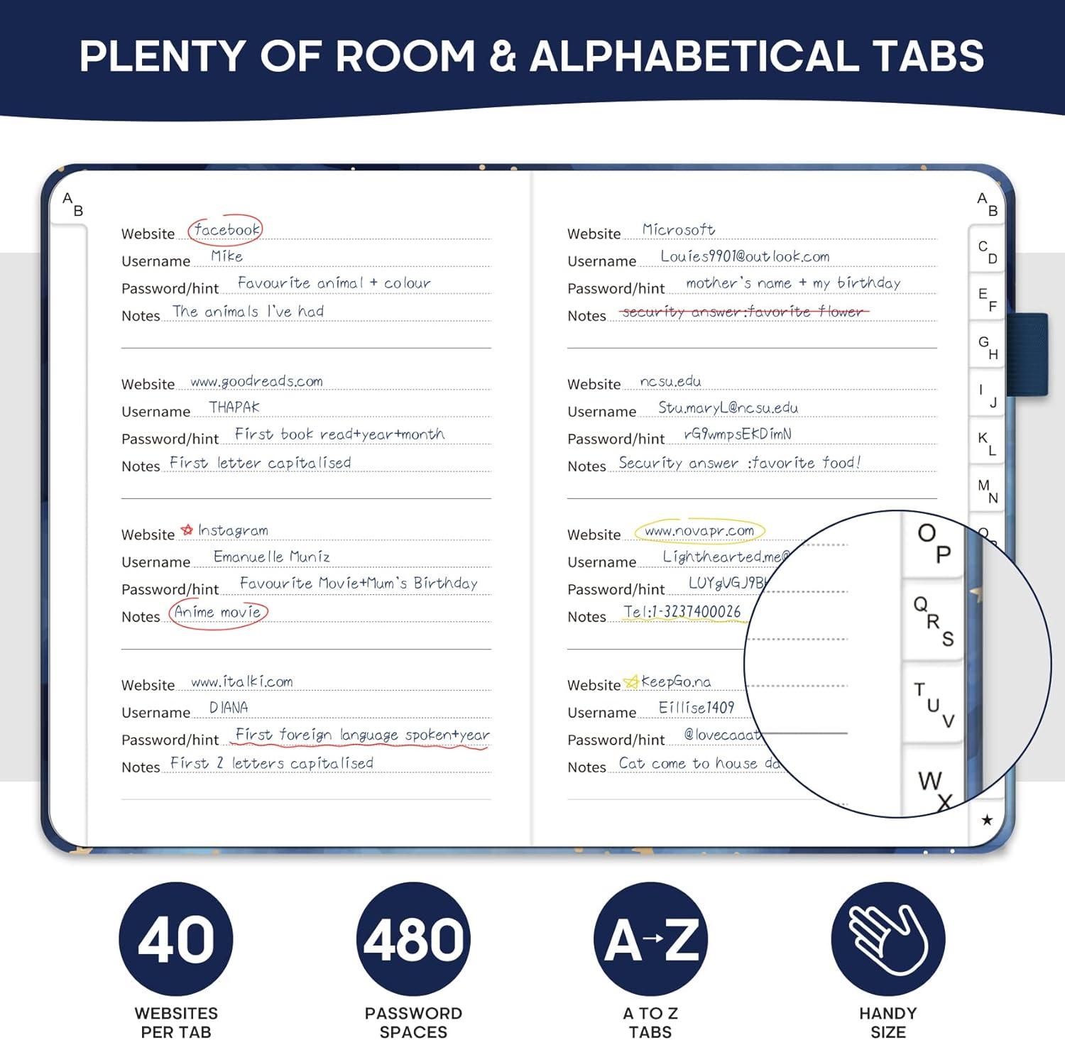 image:imageTaja Password Keeper Book with Alphabetical Tabs Small Password Books for Seniors Password Notebook for Internet Website Address Log in Detail Password Logbook to Help You Stay Organized Rose GoldBYou Are My Star